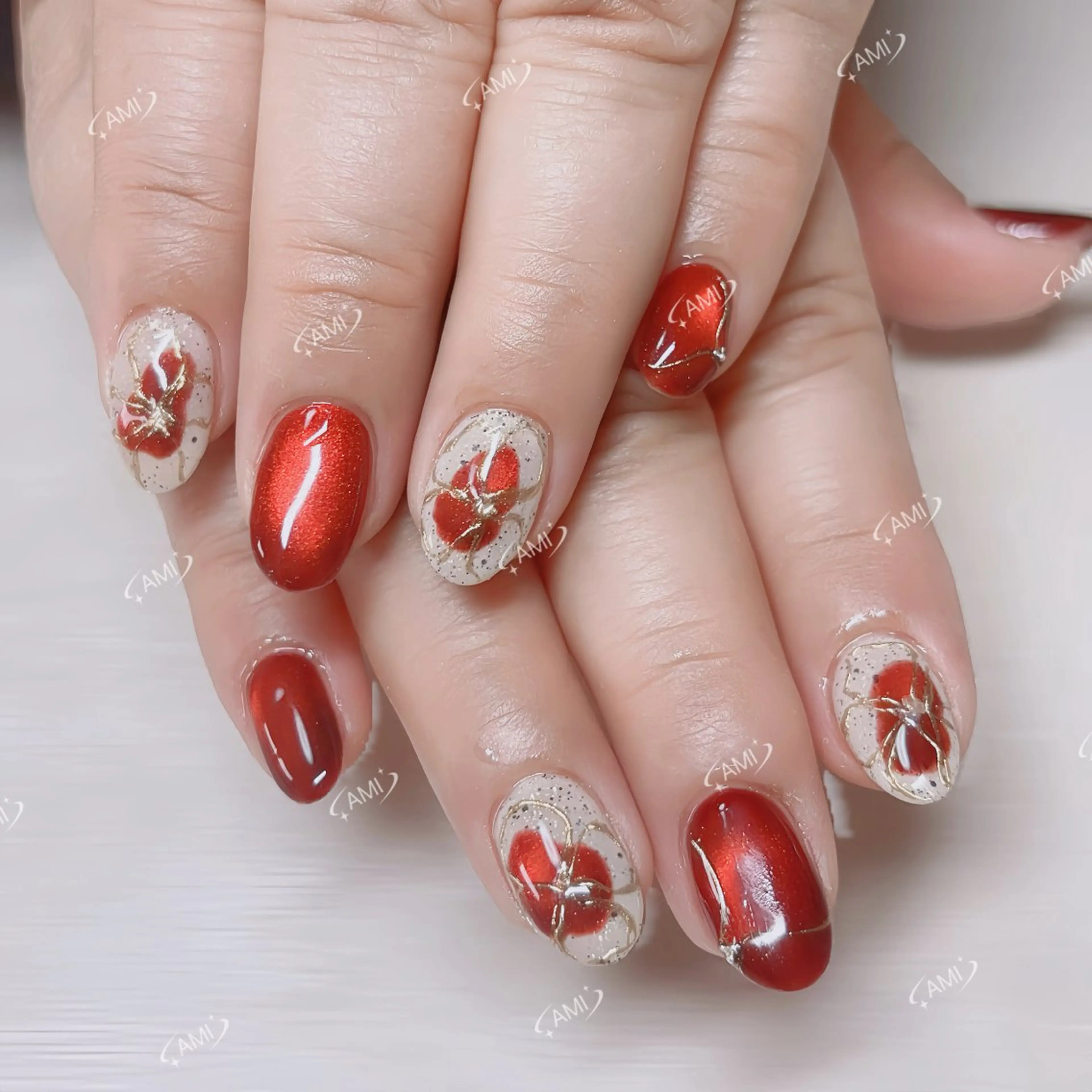 ネイル 冬ネイル クリスマス ハンドネイル AMI NAILのネイルデザイン