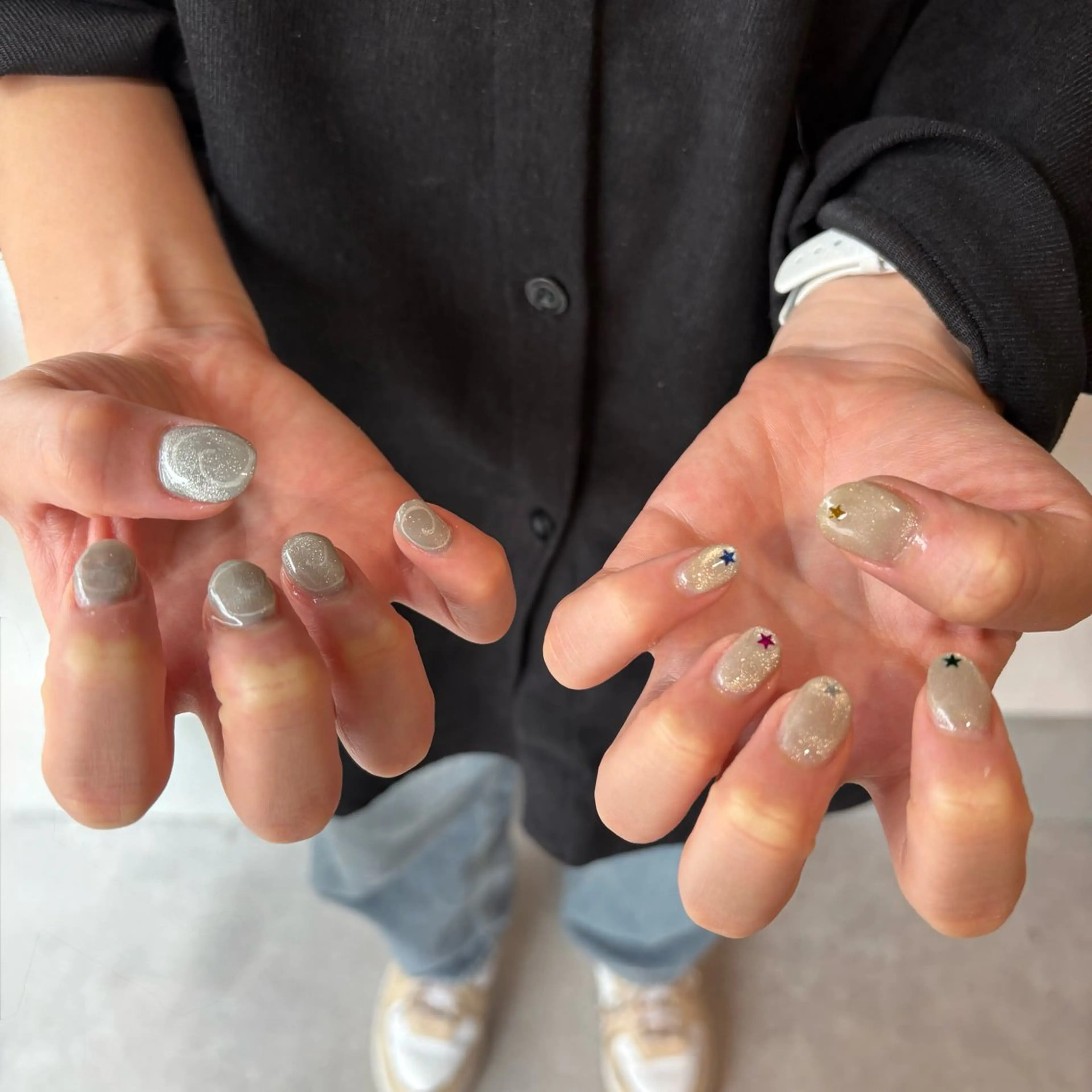 ネイル アートネイル 長さ出し 韓国ネイル マグネットネイル ニュアンスネイル vante_aimi .パラジェル取扱店のネイルデザイン