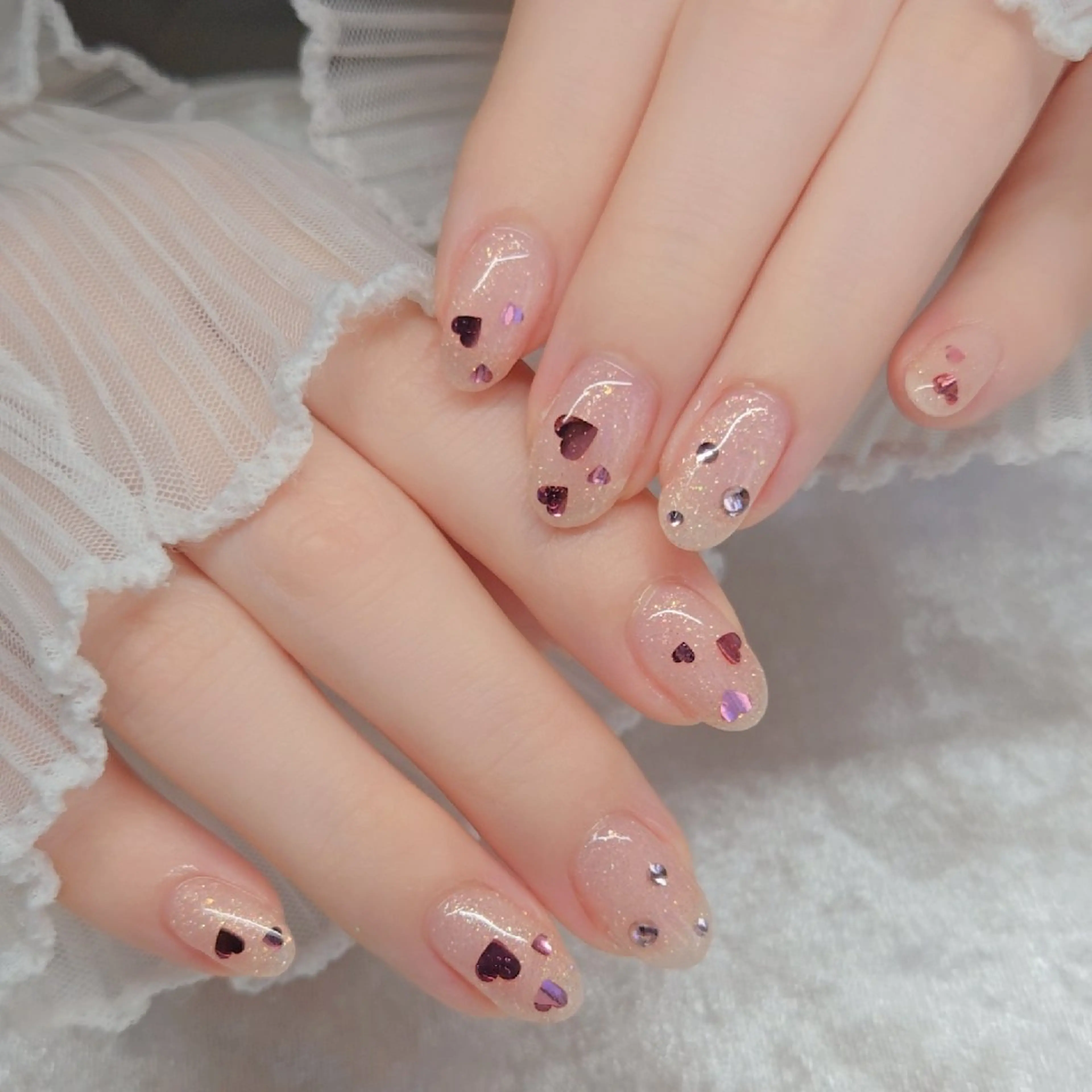 ネイル クリアネイル フラッシュネイル ハート Runanail 鶴ヶ峰所属・Runanail.☽ 鶴ヶ峰　naruのネイルデザイン