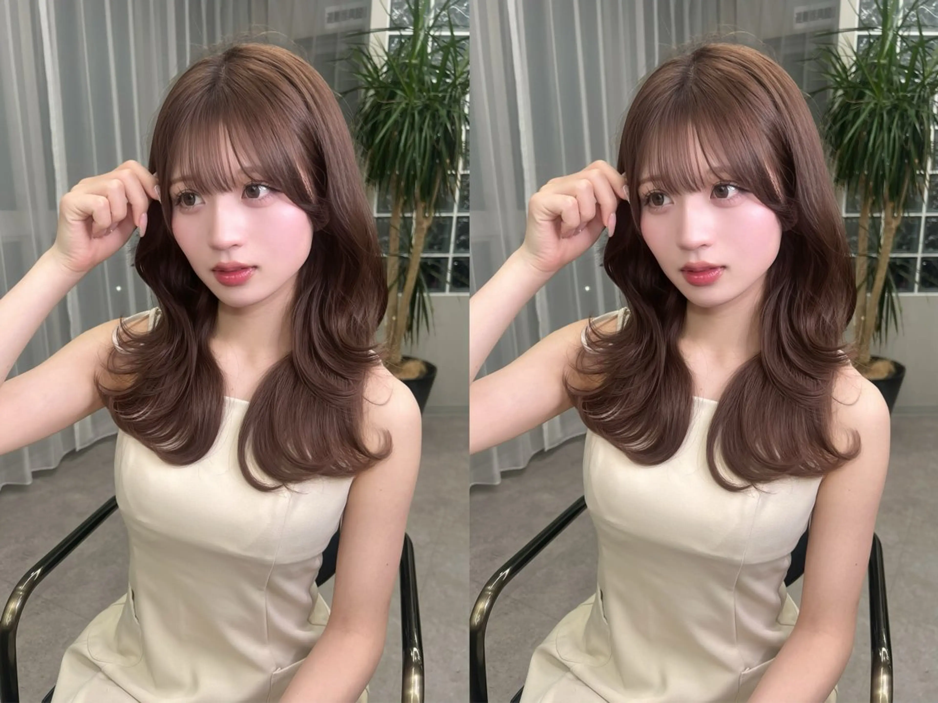 セミロング カラー 髪質改善 韓国風ヘア レイヤーカット 小顔カット トリートメント カット トリートメント 渋谷美容室/韓国ヘア /misakiのヘアスタイル