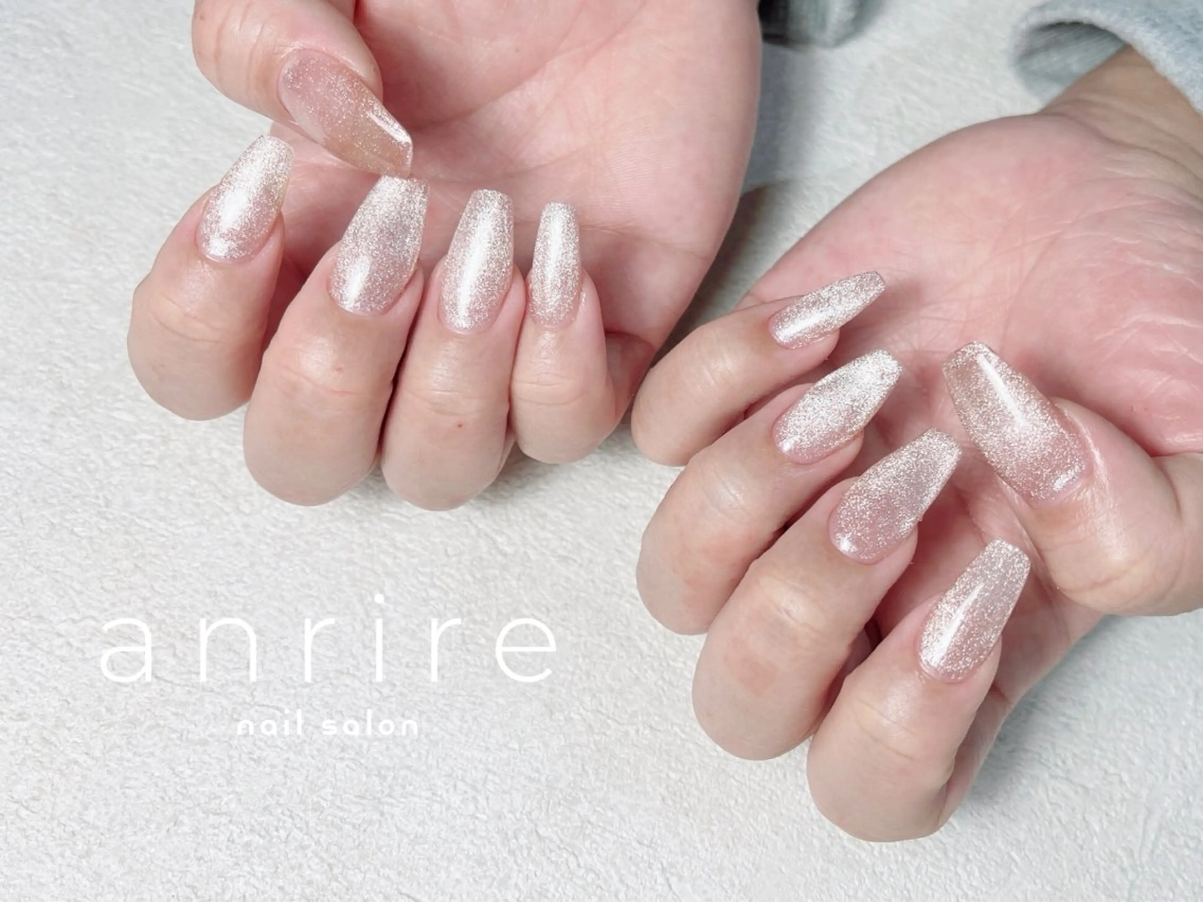 ネイル 長さ出し ジェルネイル キラキラネイル ロングネイル マグネットネイル ハンドネイル nailsalon anrireのネイルデザイン
