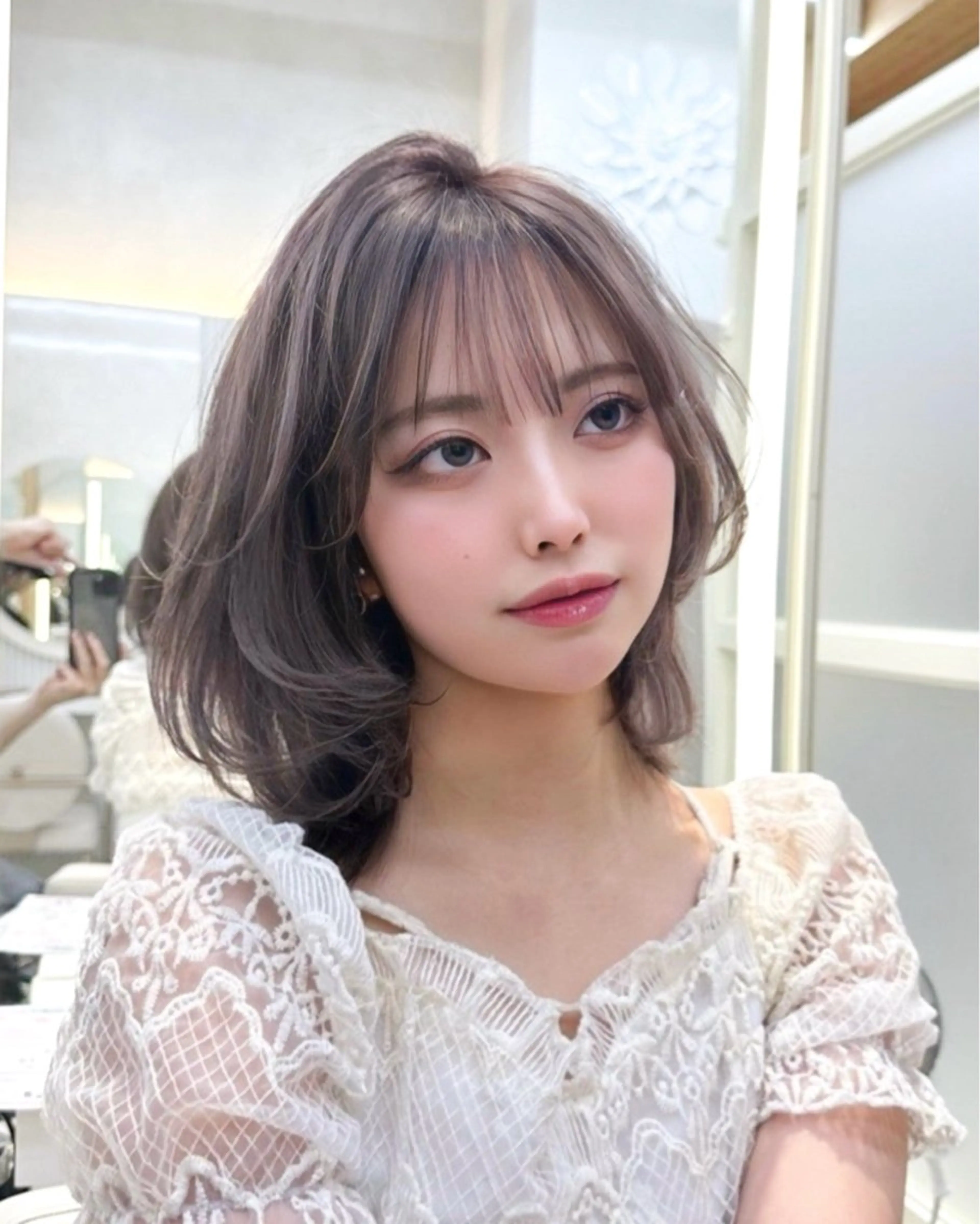 ミディアム カラー 韓国風ヘア レイヤーカット カット ヘアカラー トリートメント 顔周り特化/韓国ヘア /レイヤー/吉野幸大のヘアスタイル