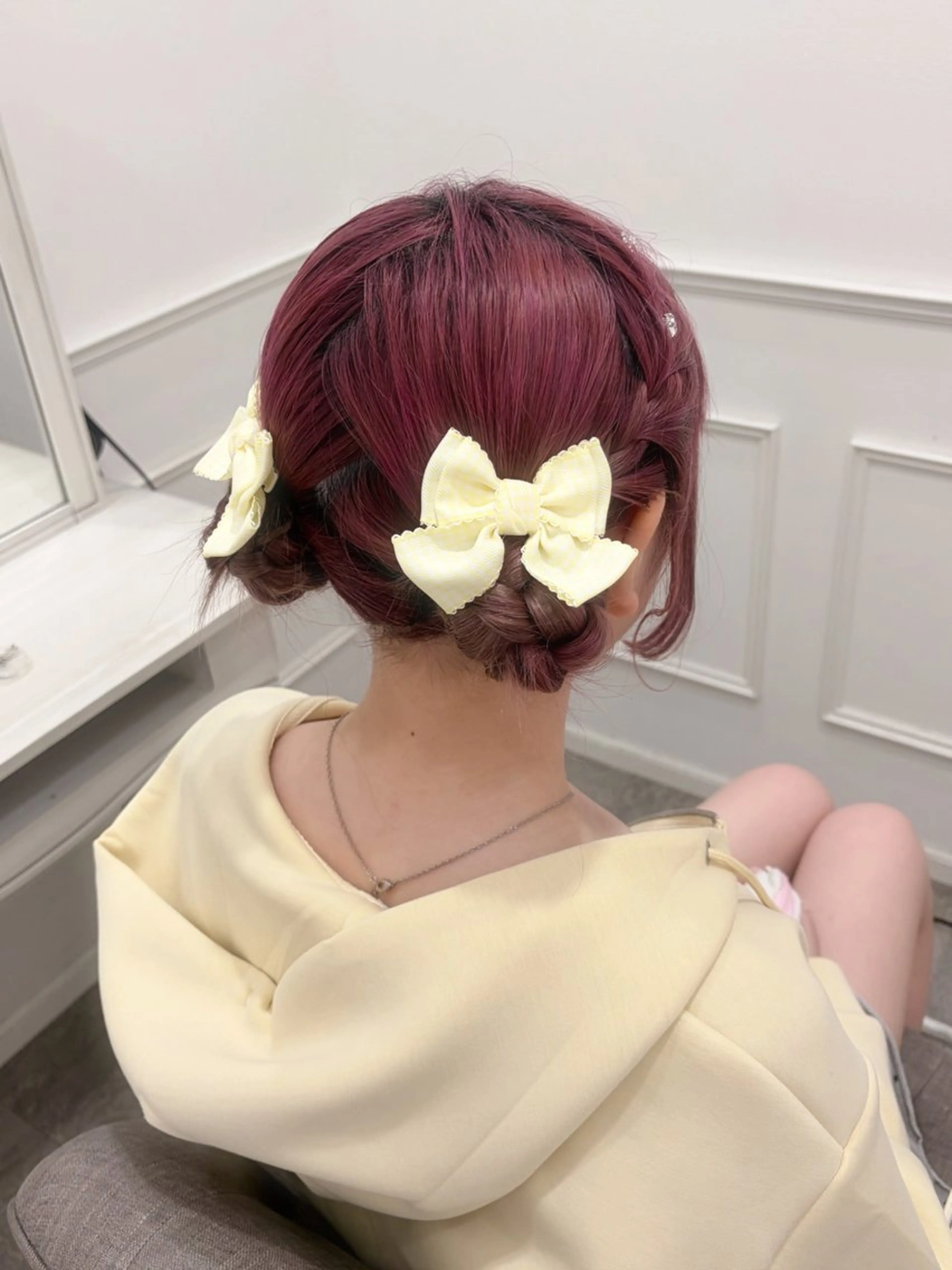 セミロング お団子ヘア ヘアセット 木村 しずかのヘアスタイル