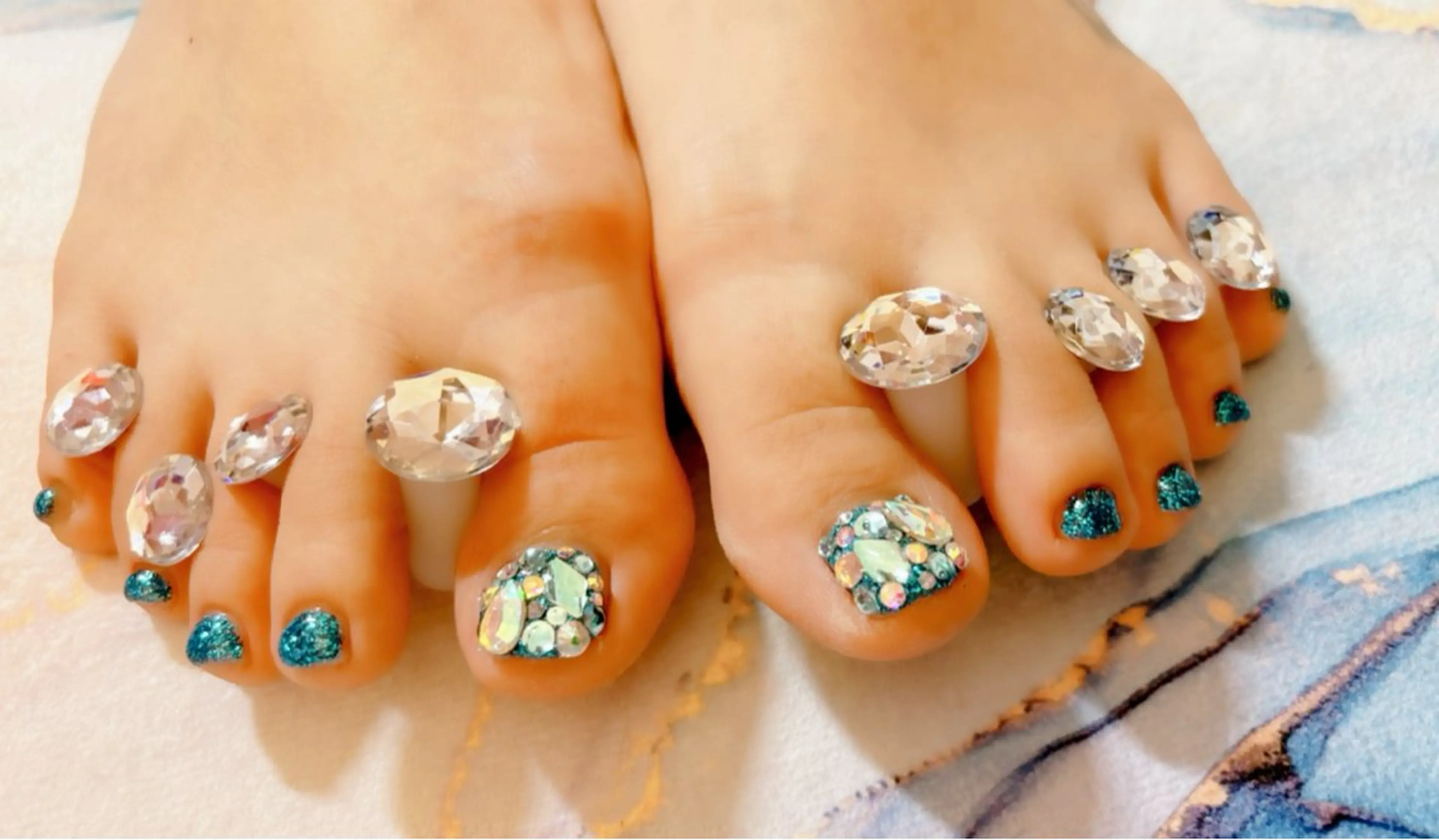 ネイル ブルー フットネイル Nail Salon macherieのネイルデザイン