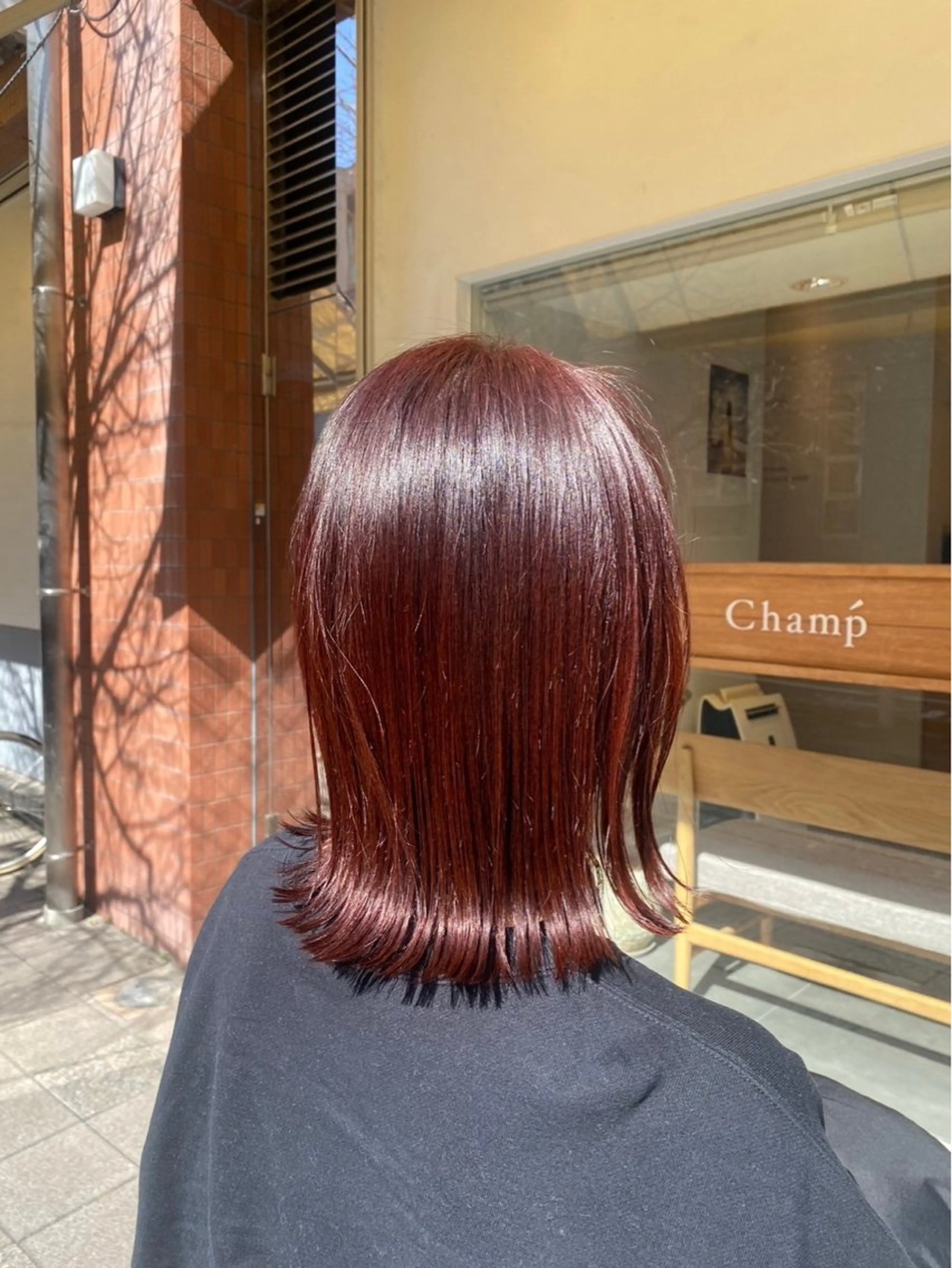 ミディアム カラー レッドカラー 木村 涼雅のヘアスタイル