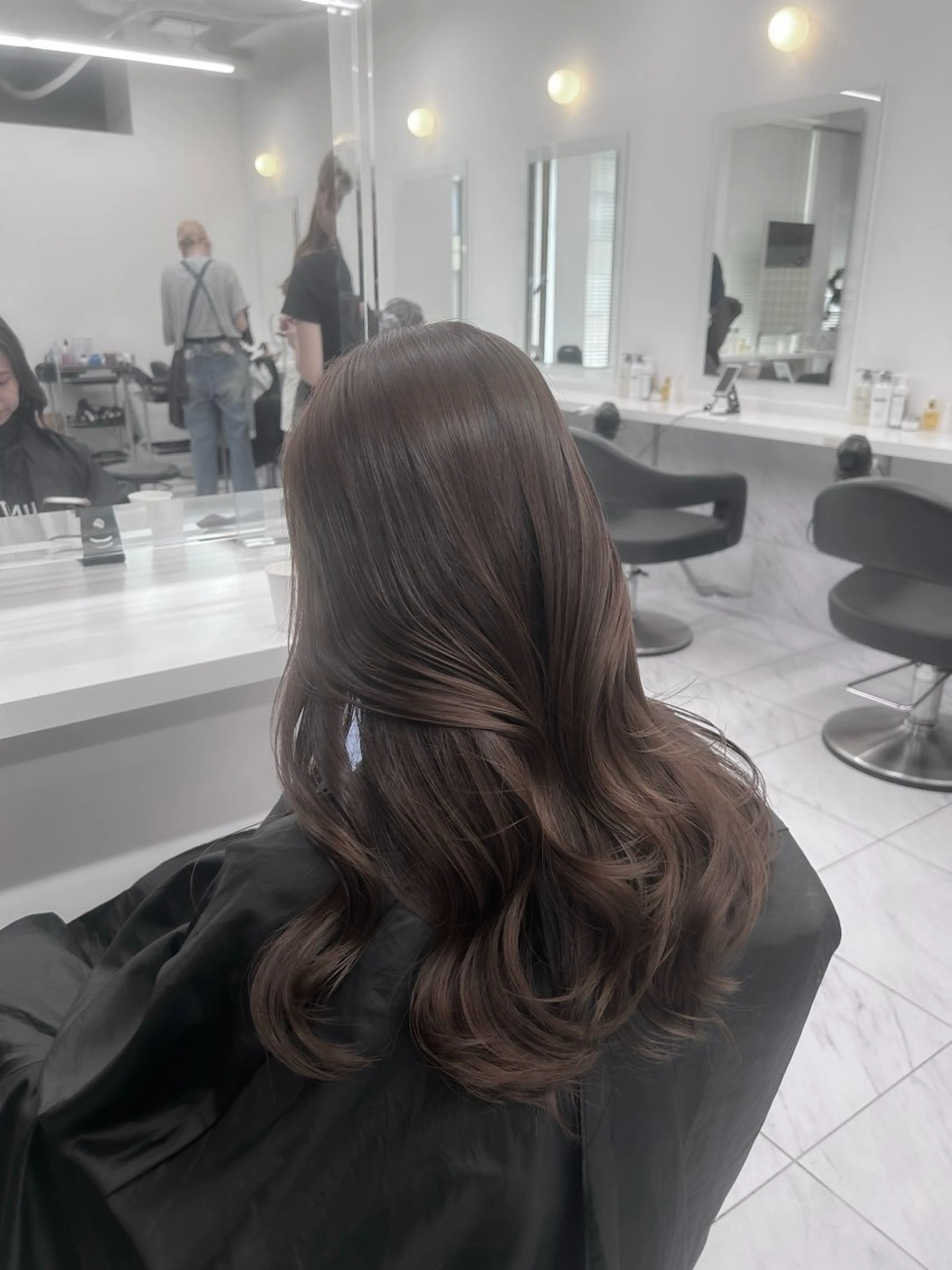 ロング カラー パーマ ヘアアレンジ メンズ キッズ ブリーチなしカラー/ ブラウン/レイヤーのヘアスタイル