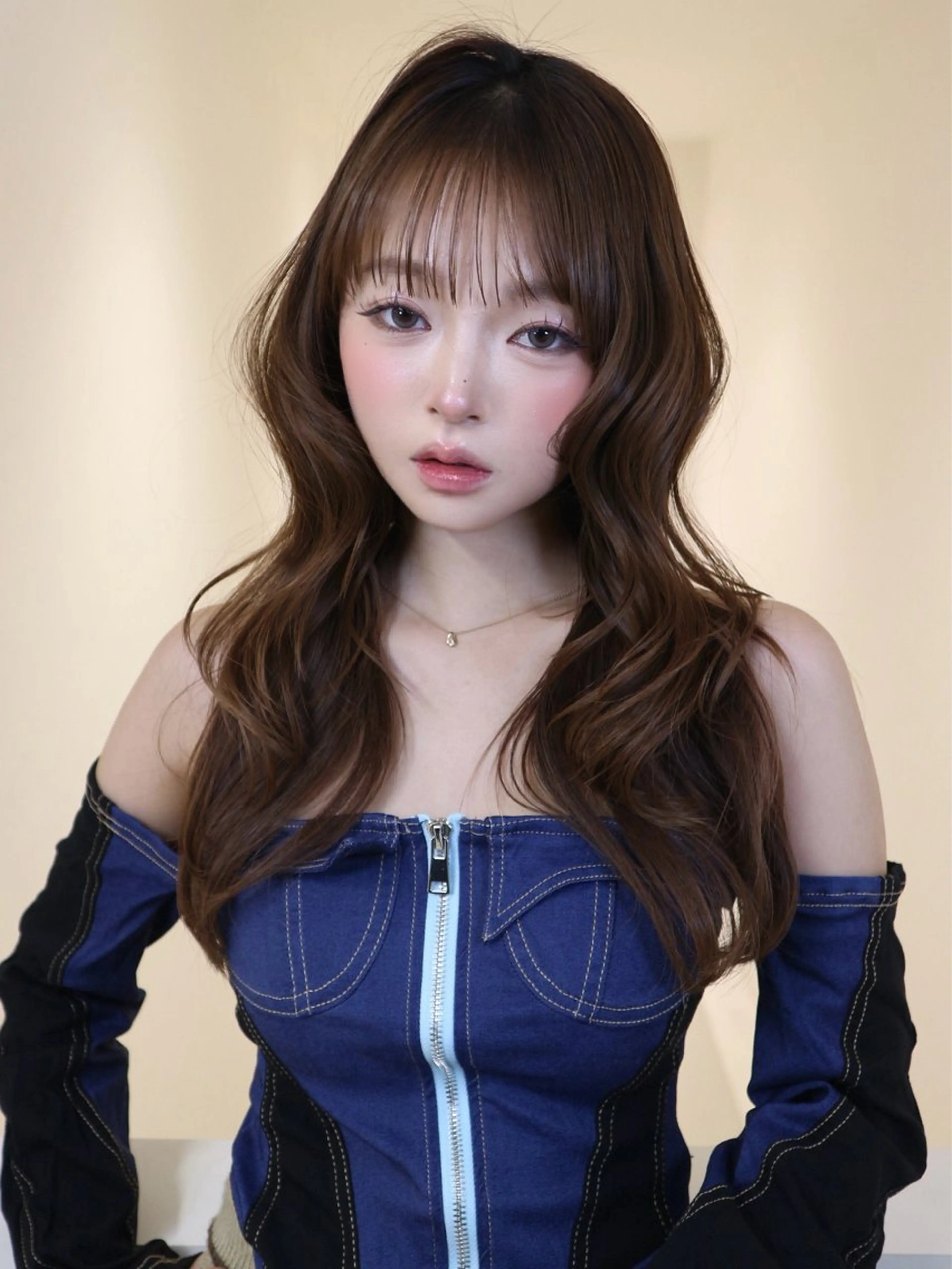 ロング くびれヘア 顔周りカット ハイレイヤー 髪質改善 韓国風ヘア リコ ハッシュカット 韓国レイヤーのヘアスタイル