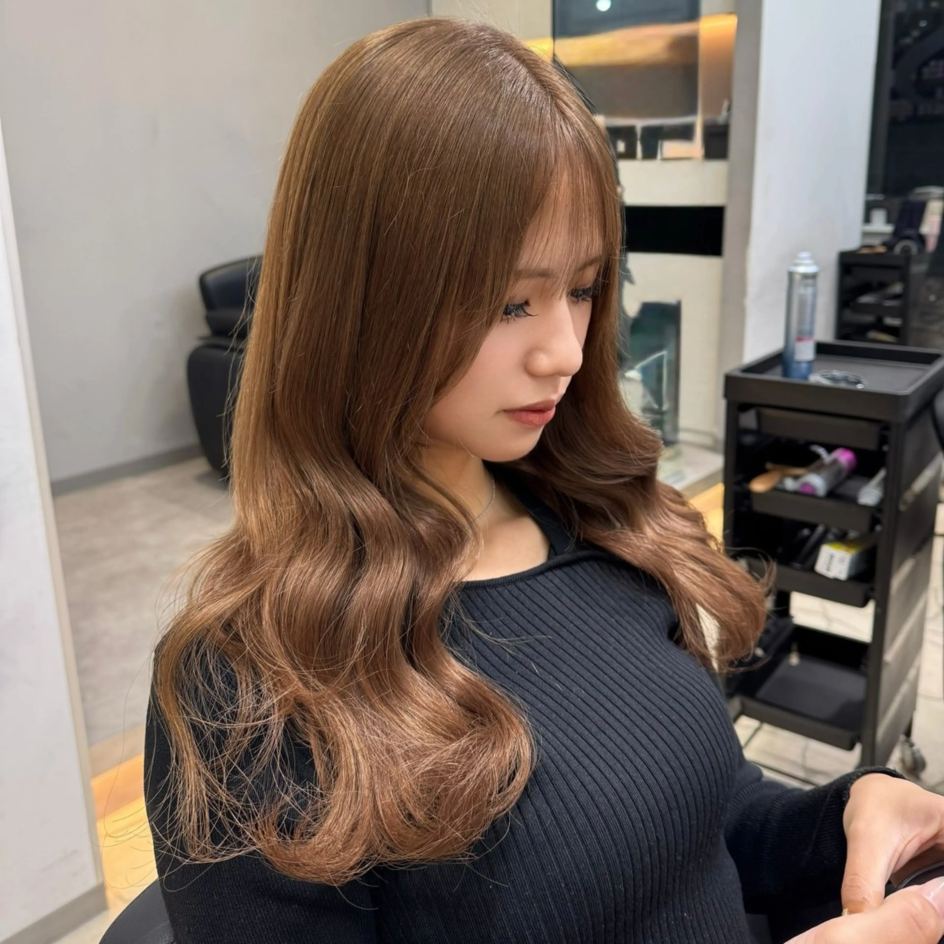 ロング カラー ベージュカラー ブリーチ ミルクティーベージュ カット ヘアカラー ハイトーン/エクステ /韓国ヘアKENTAのヘアスタイル