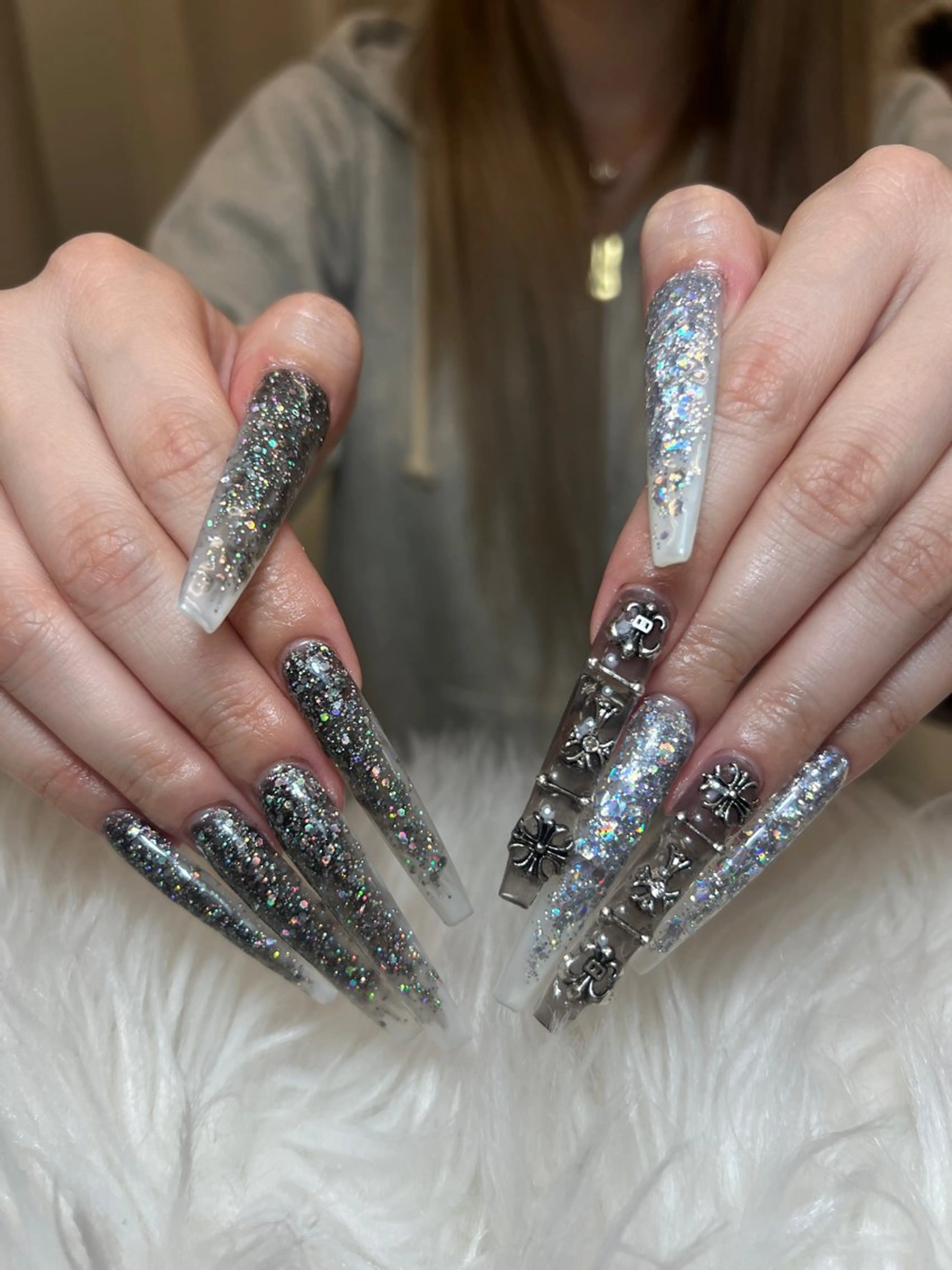 ネイル アートネイル オーロラネイル チークネイル 長さ出し フットネイル Noiranail_ studio川越西口のネイルデザイン