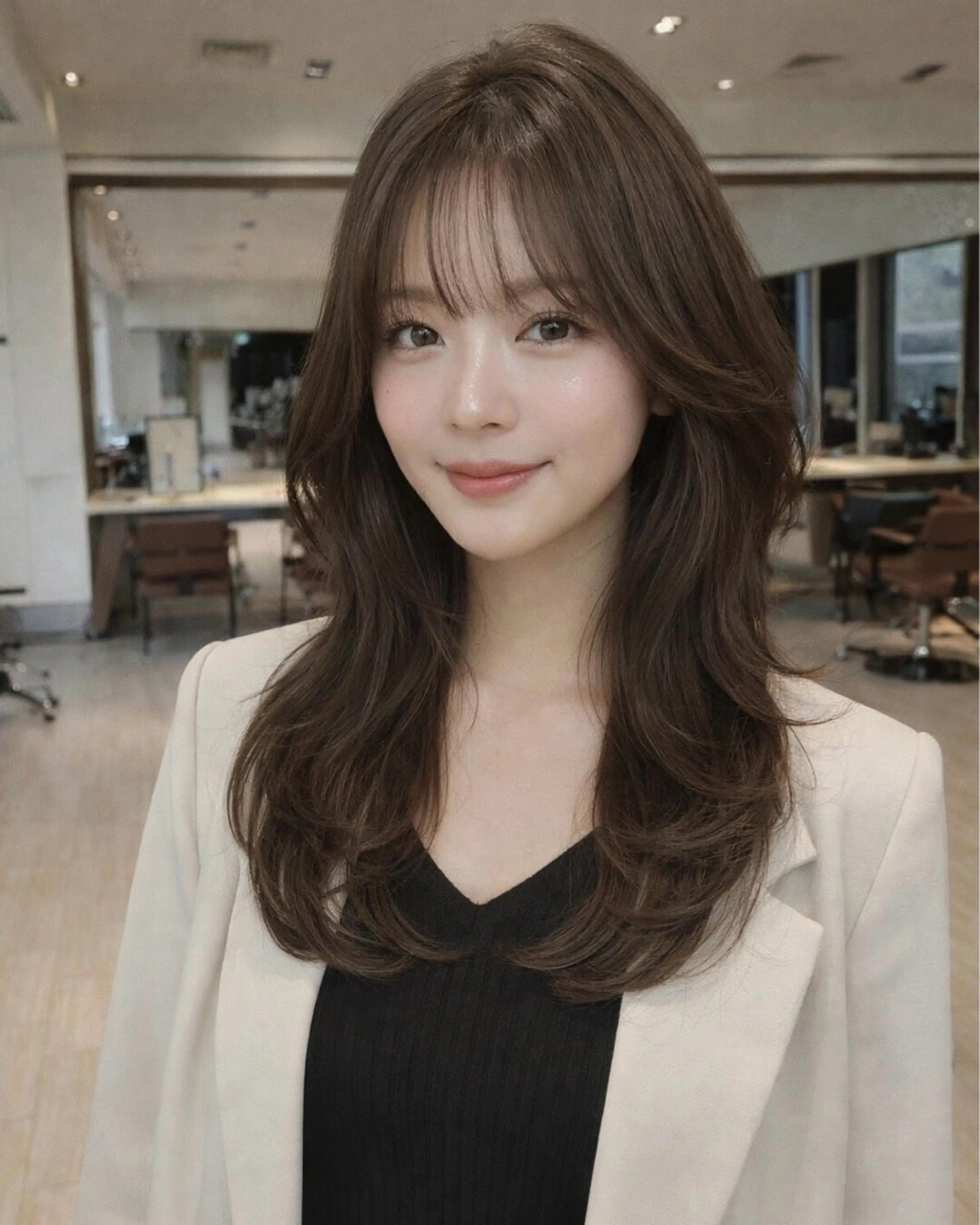 ロング カット ヘアカラー トリートメント レイヤー/顔周り カット/松岡 祥利のヘアスタイル