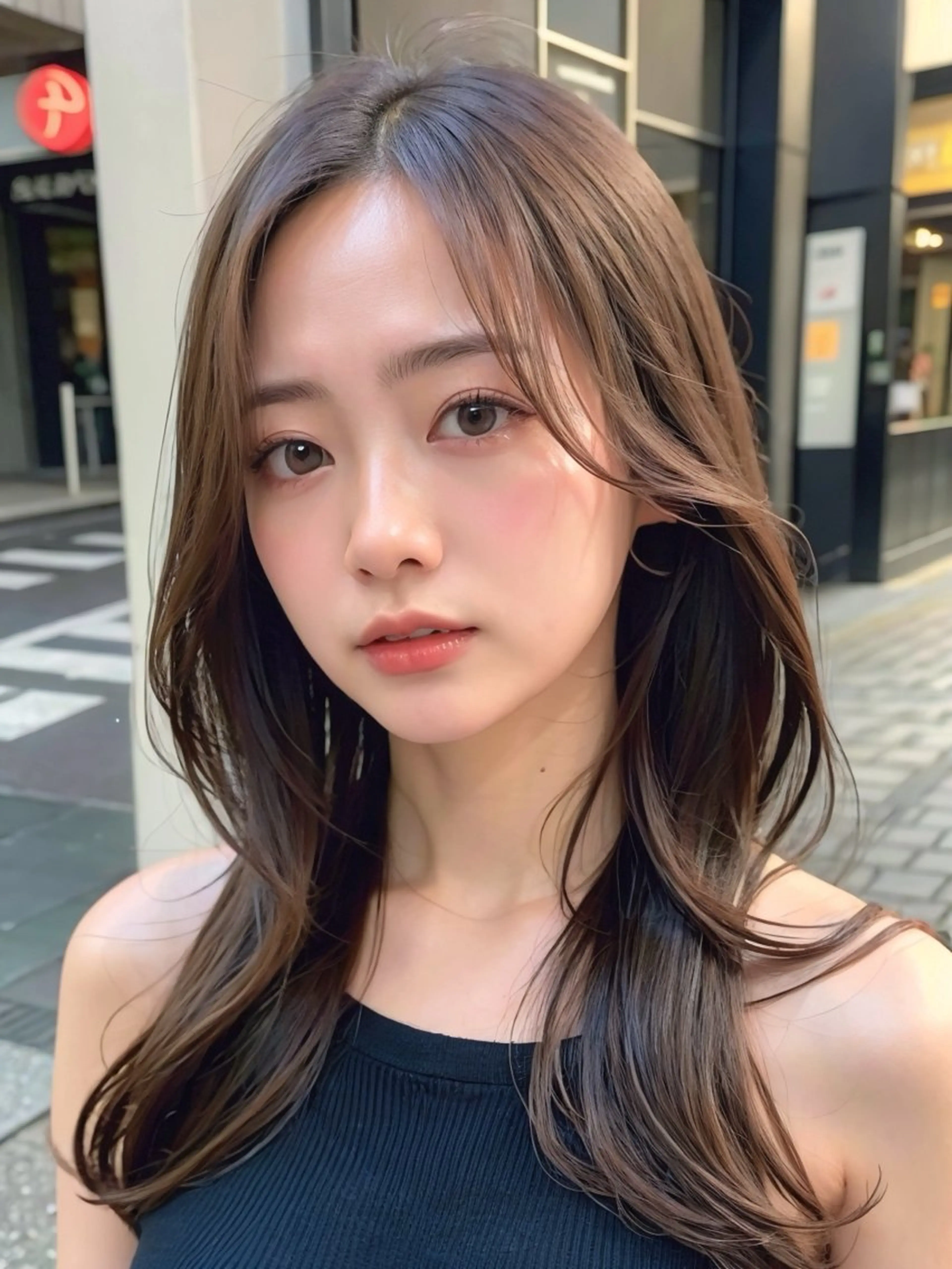 セミロング ハイライト 髪質改善 韓国風ヘア レイヤーカット 縮毛矯正 ヘアカラー トリートメント 髪質改善/レイヤー/ ショート/koshiのヘアスタイル