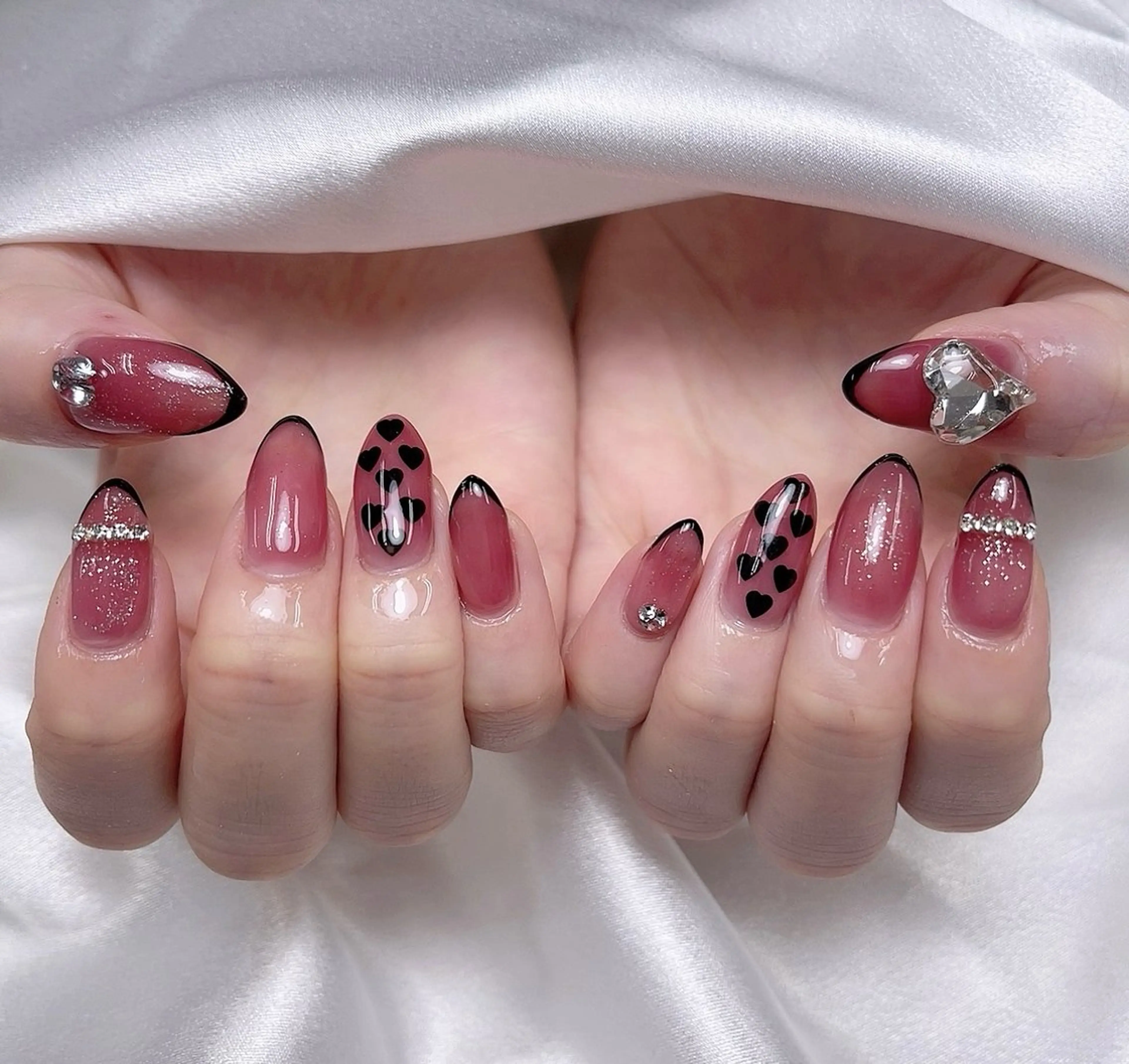 ネイル アートネイル フットネイル フレンチネイル ジェルネイル ガラスフレンチ ハンドネイル ╹◡╹Mimoミモ Eye&Nailのマツエク・マツパデザイン