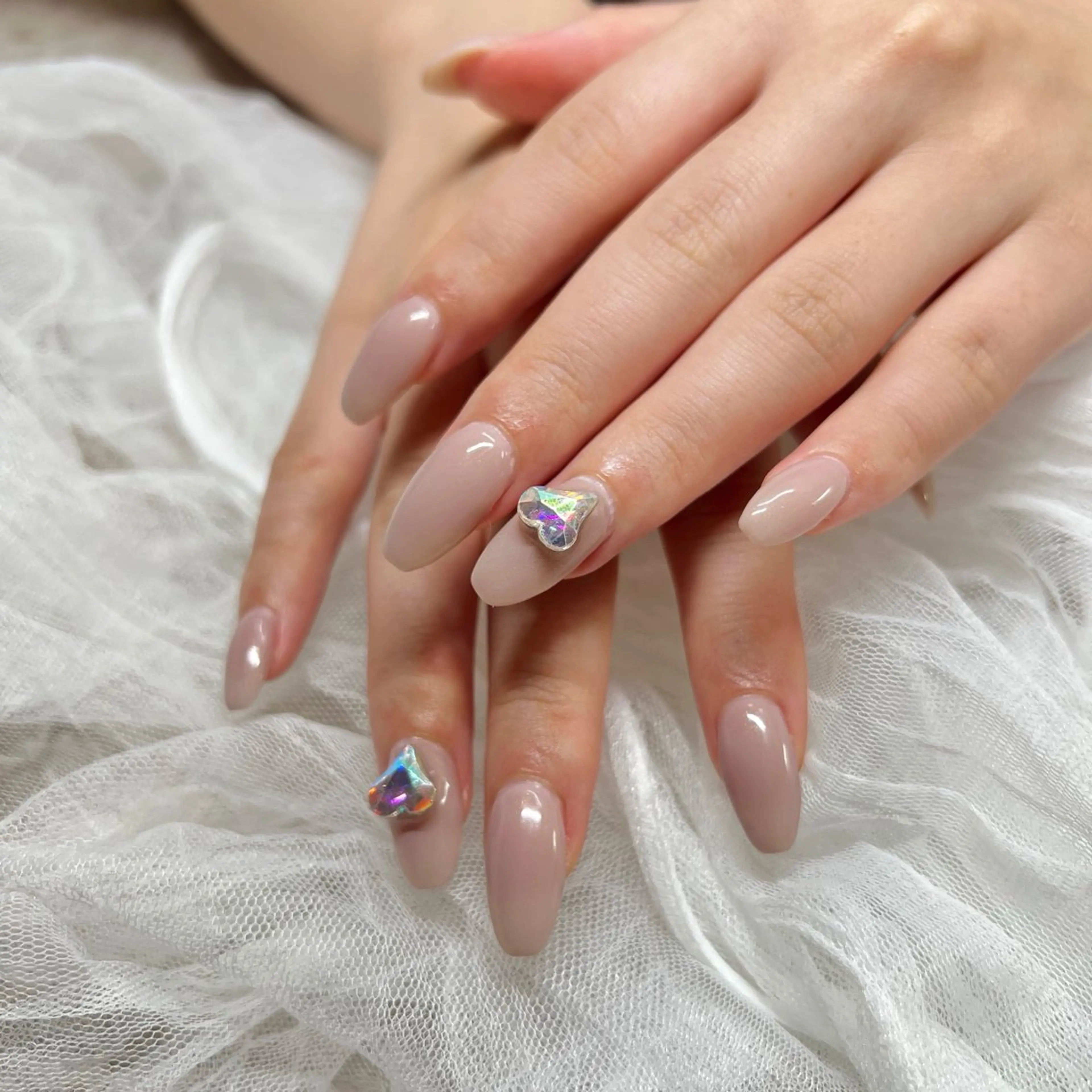 ネイル ハート ワンカラーネイル ピンク シンプルネイル ルミエナ銀座 KATAOKAのネイルデザイン