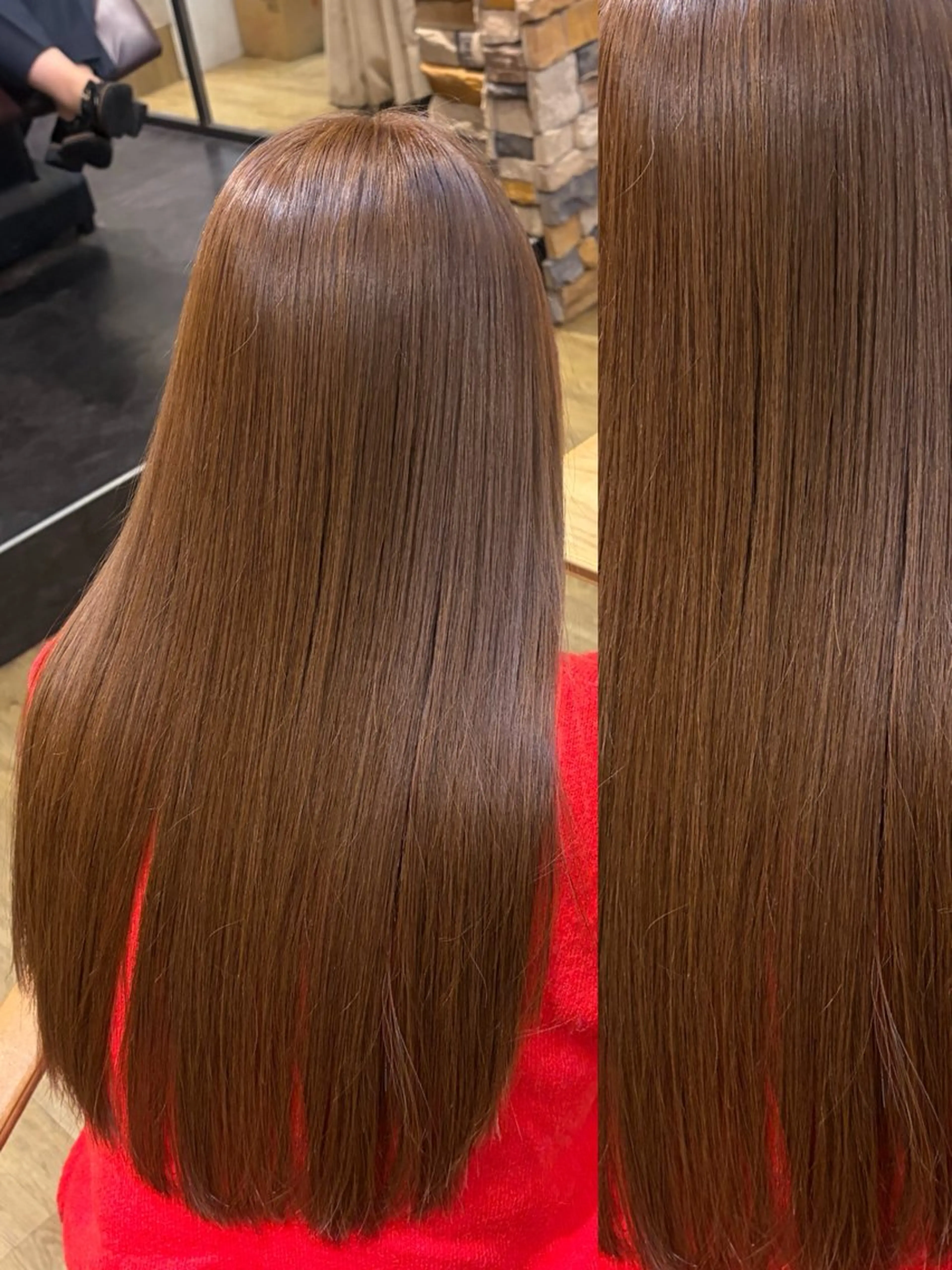ロング カラー パーマ 髪質改善 縮毛矯正 トリートメント ストレートパーマ カット ヘアカラー 縮毛矯正 トリートメント 👑髪質改善wカラー /ハイトーン/アユカのヘアスタイル