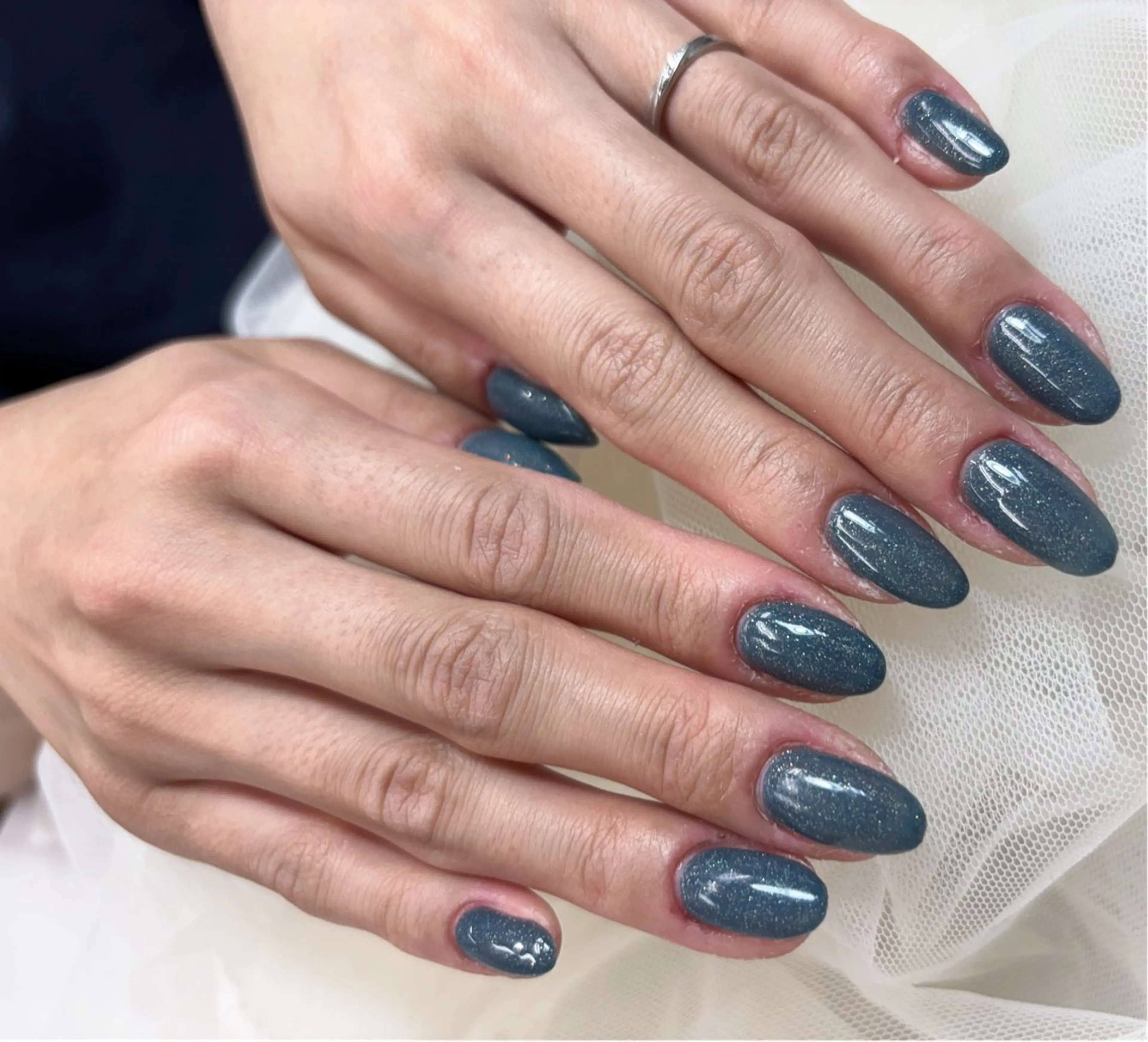 ネイル ラメ(グリッター) ロングネイル ニュアンスネイル オフィスネイル ワンカラーネイル ハンドネイル kaho.  /期間 限定モデル募集のネイルデザイン