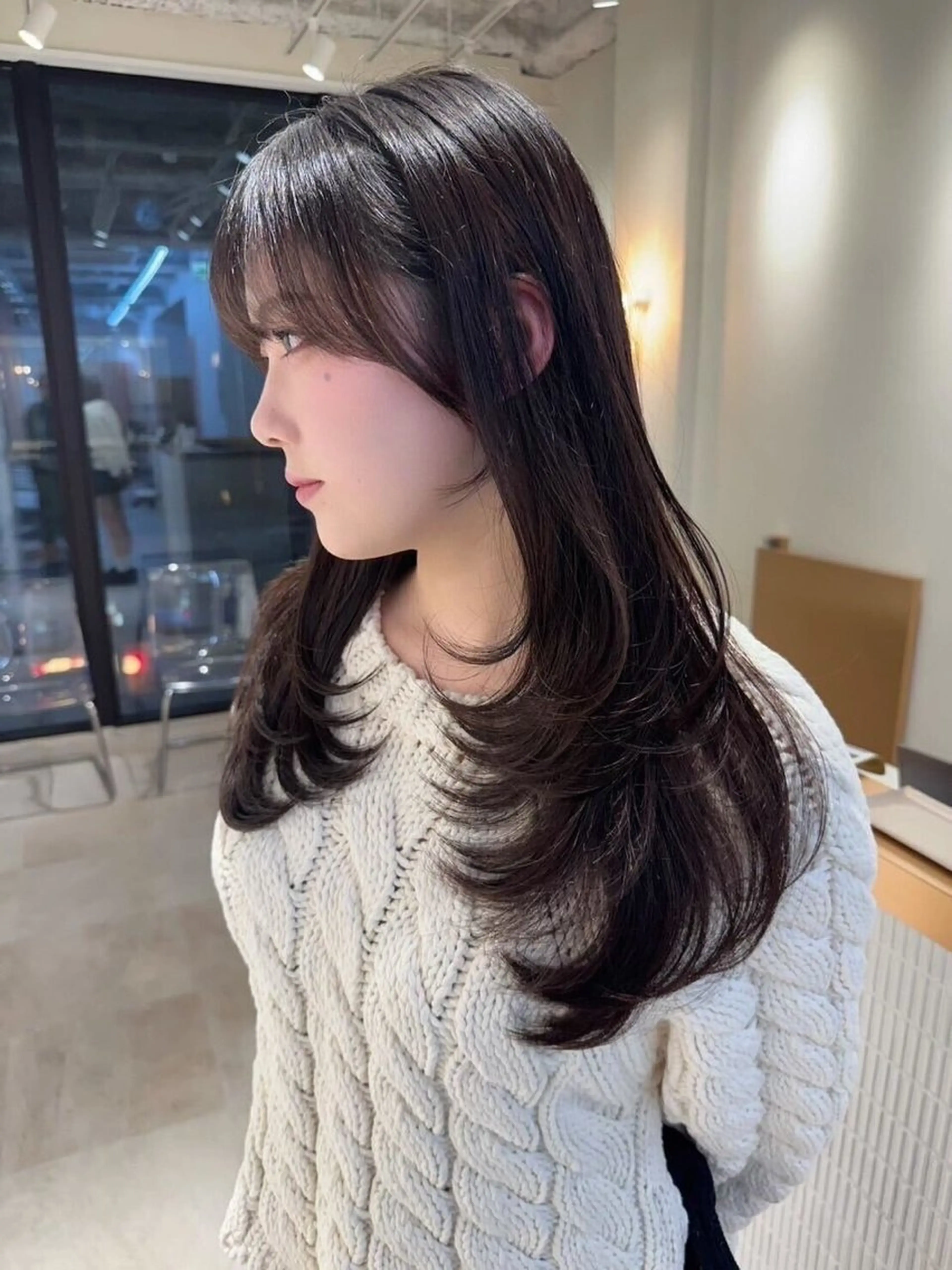 ロング カラー ベージュカラー ケアカラー 髪質改善 レイヤーカット トリートメント カット ヘアカラー トリートメント 髪質改善 髪質改善カラーゆうひのヘアスタイル