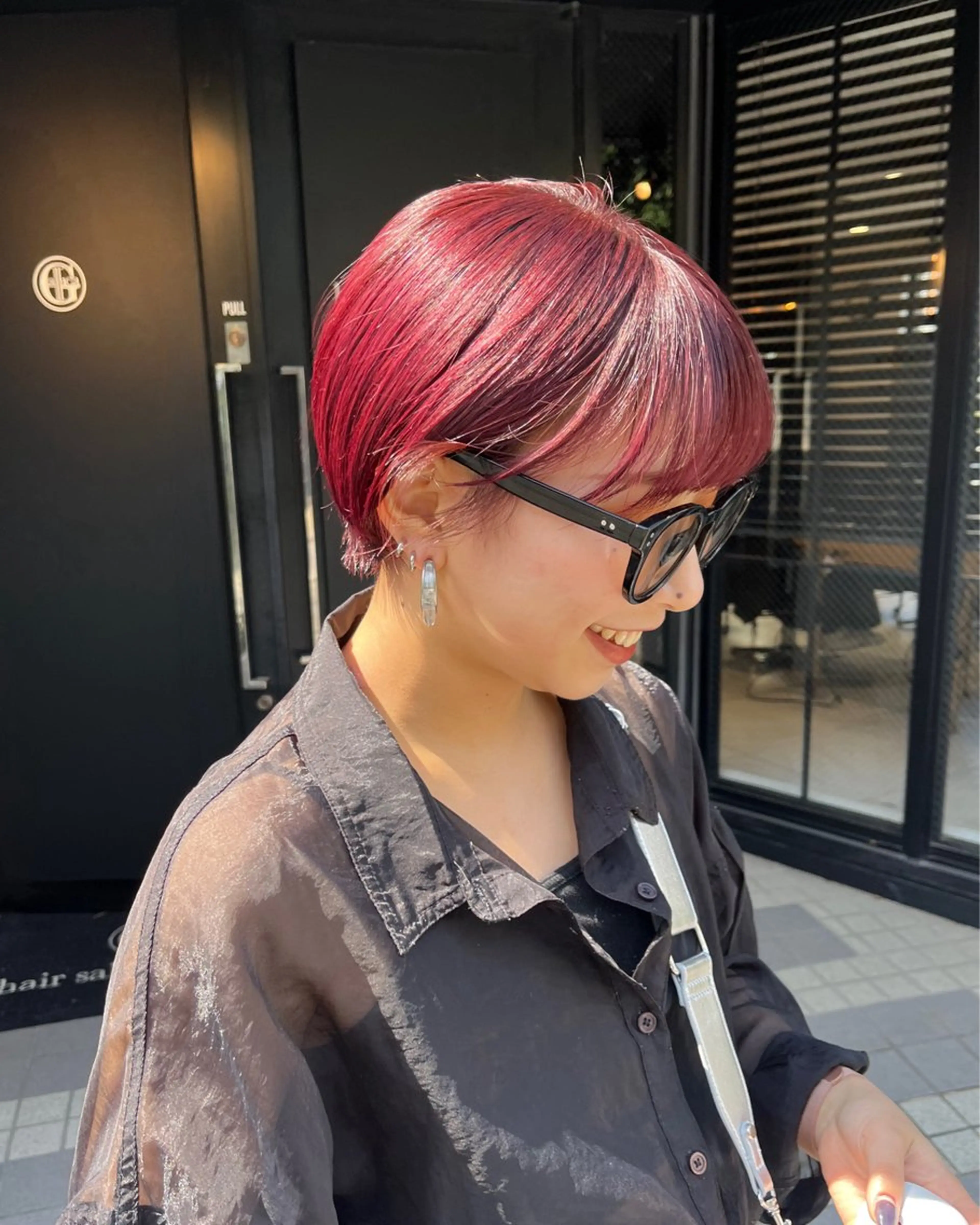 ショート カラー レッドカラー ヘアカラー トリートメント ナミ🩶暗髪/暖色 ❤️/透明感/縮毛のヘアスタイル