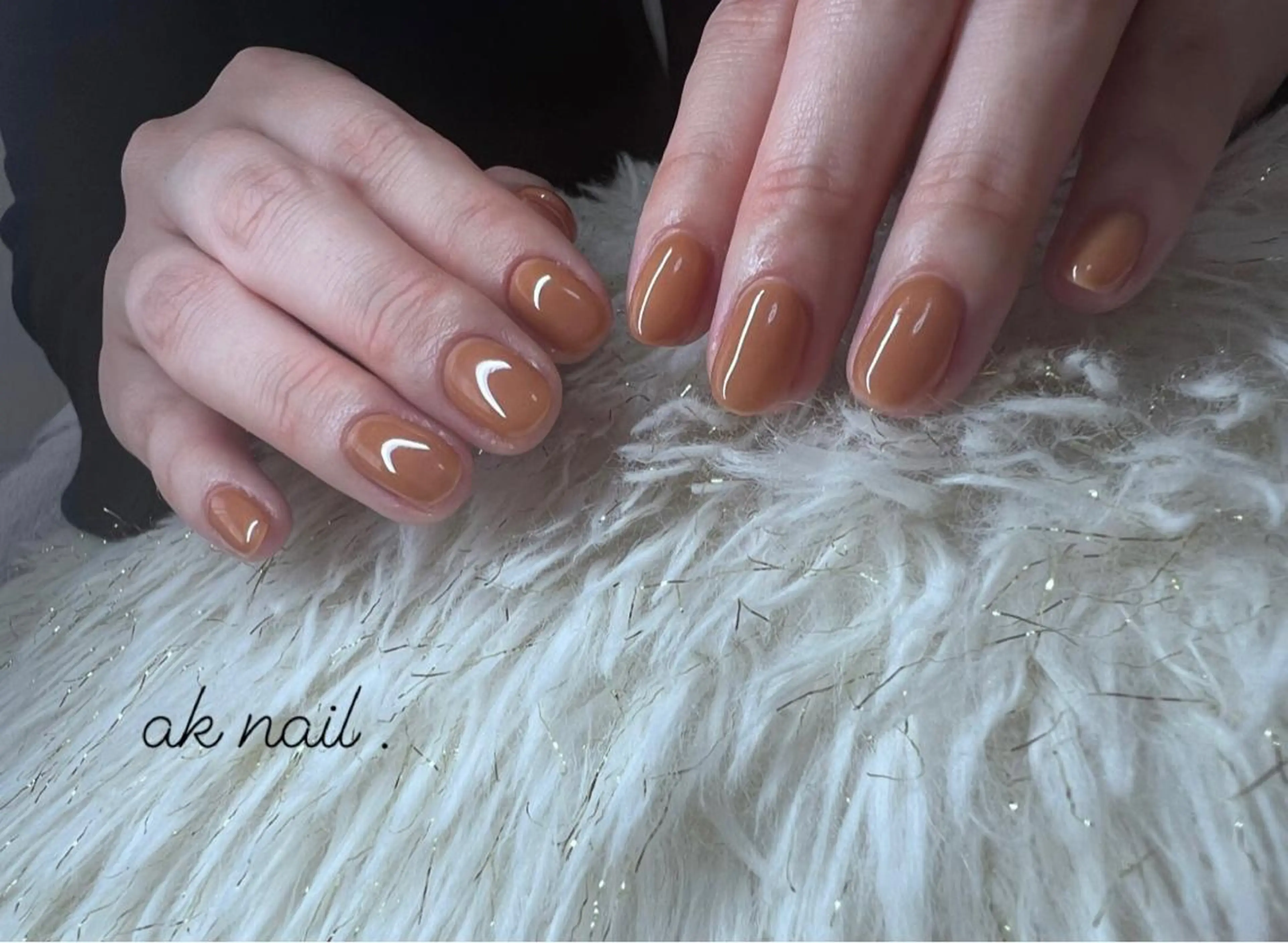 ショート ネイル オレンジブラウン ブラウン オレンジ ハンドネイル ak nail .のネイルデザイン