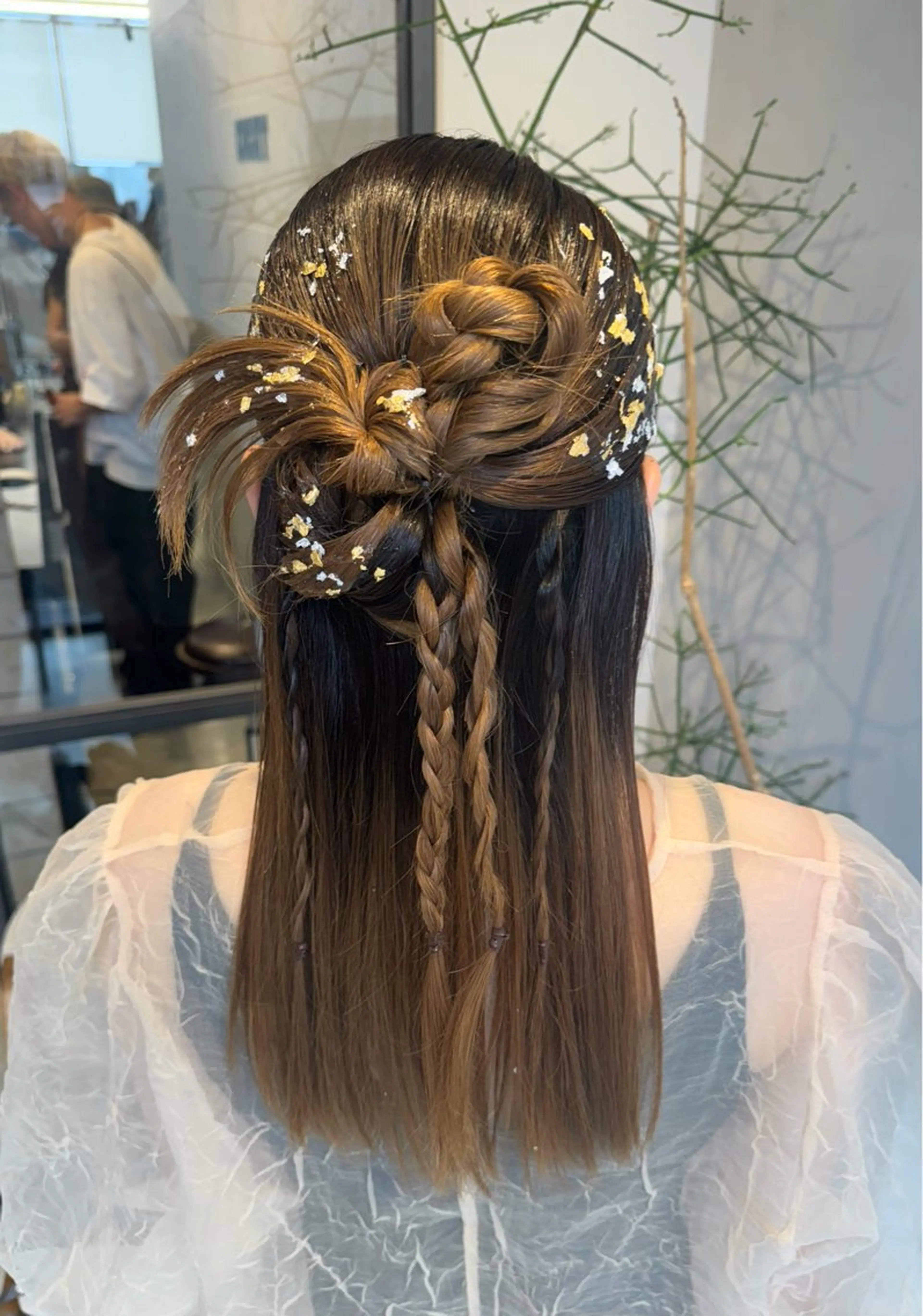 ヘアアレンジ ハーフアップ 透明感カラー✨艶髪 制作🌱山根あゆみのヘアスタイル