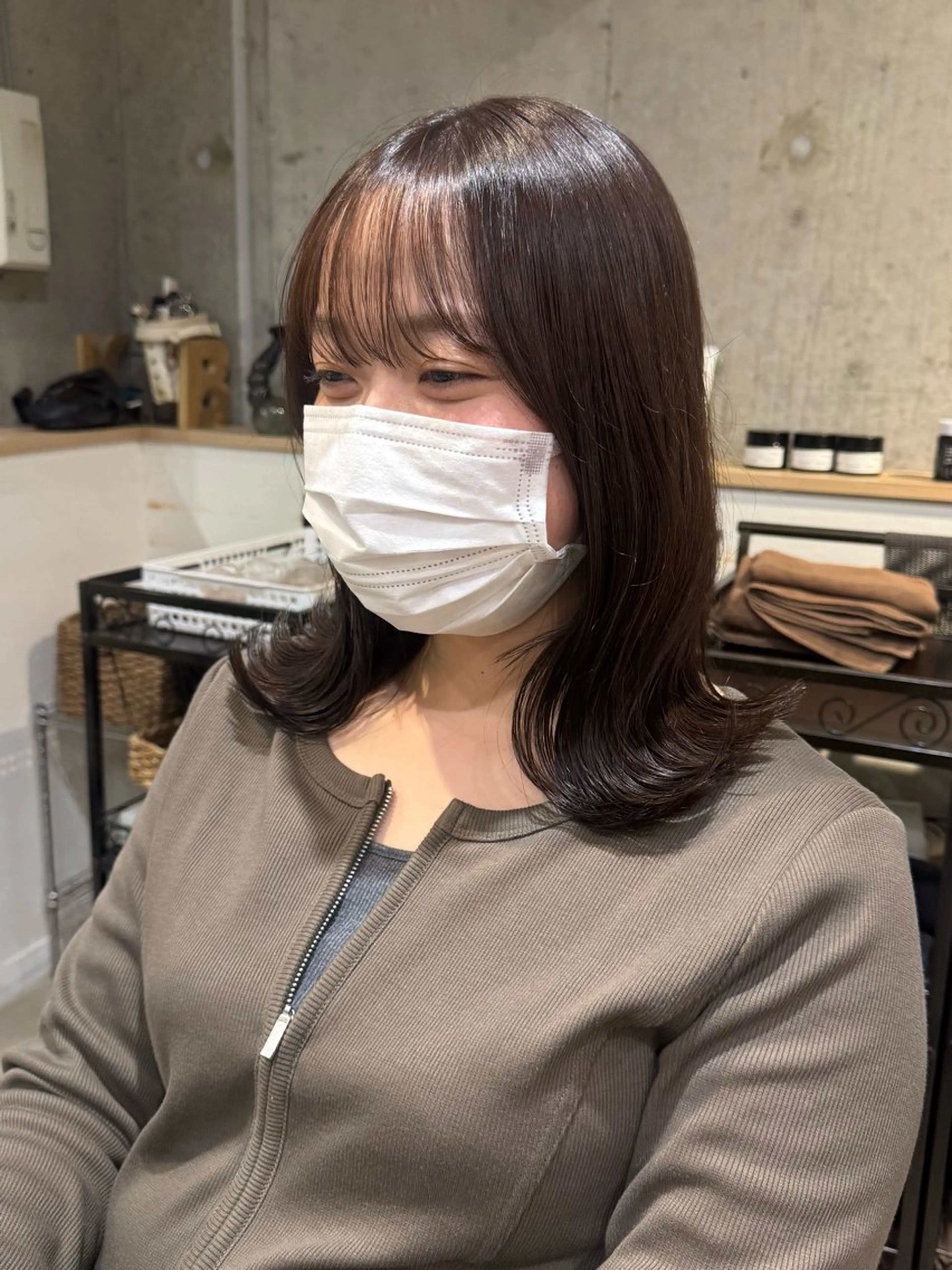 ミディアム カラー ヘアアレンジ カット ヘアカラー トリートメント ヘッドスパ 顔まわり/艶カラー/ 🤎himari🤎のヘアスタイル