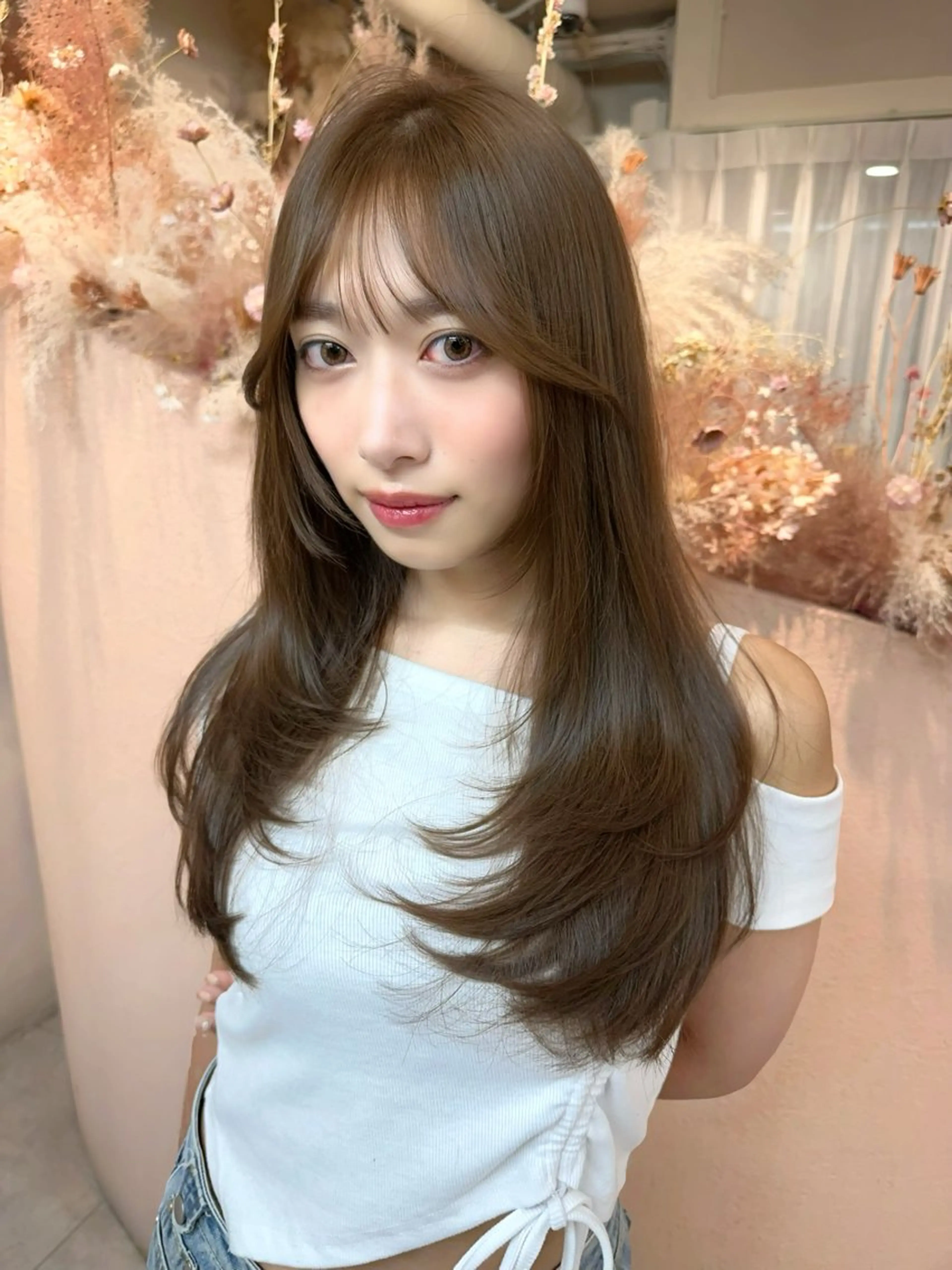 ロング レイヤーカット 韓国ヘア🦢🖤 Sayumiのヘアスタイル