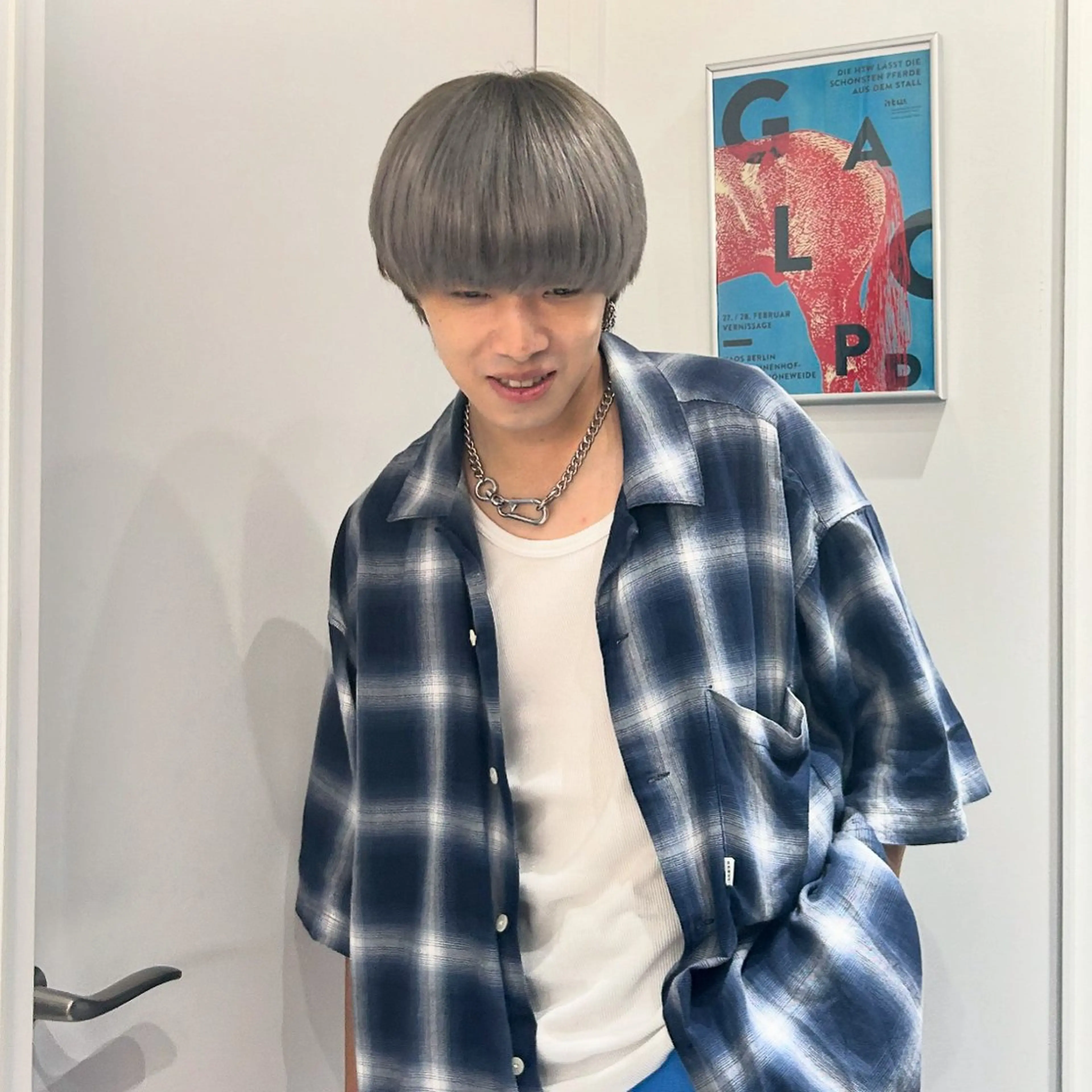 メンズ メンズブリーチ センターパート メンズハイトーン メンズ韓国風 マッシュウルフ 🌟カット無料 ボブ森龍哉のヘアスタイル