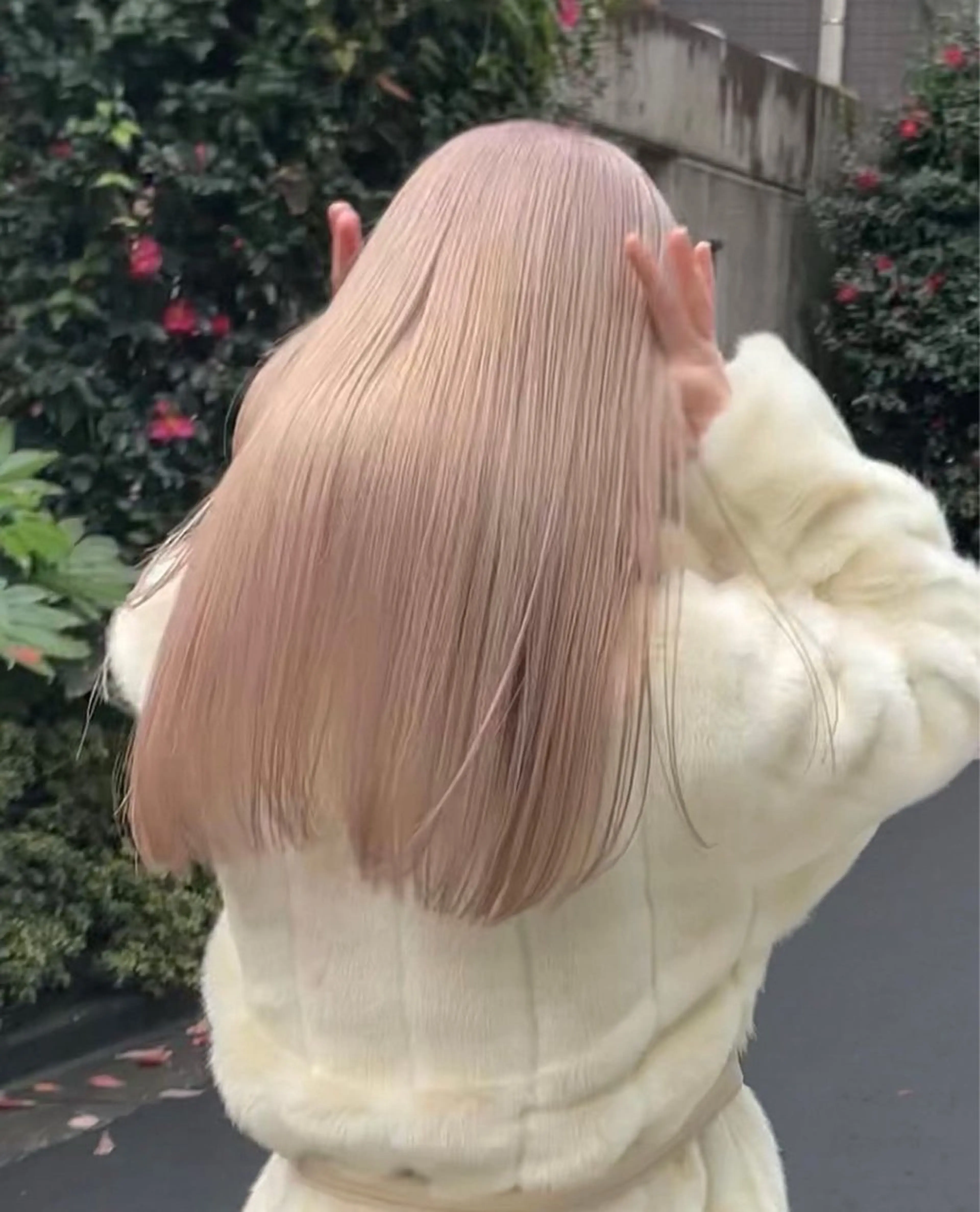 ロング カラー パーマ ヘアアレンジ キッズ ベージュカラー ピンクカラー ピンクベージュ 栄💗レイヤーカット ｜パーマ｜haruのヘアスタイル