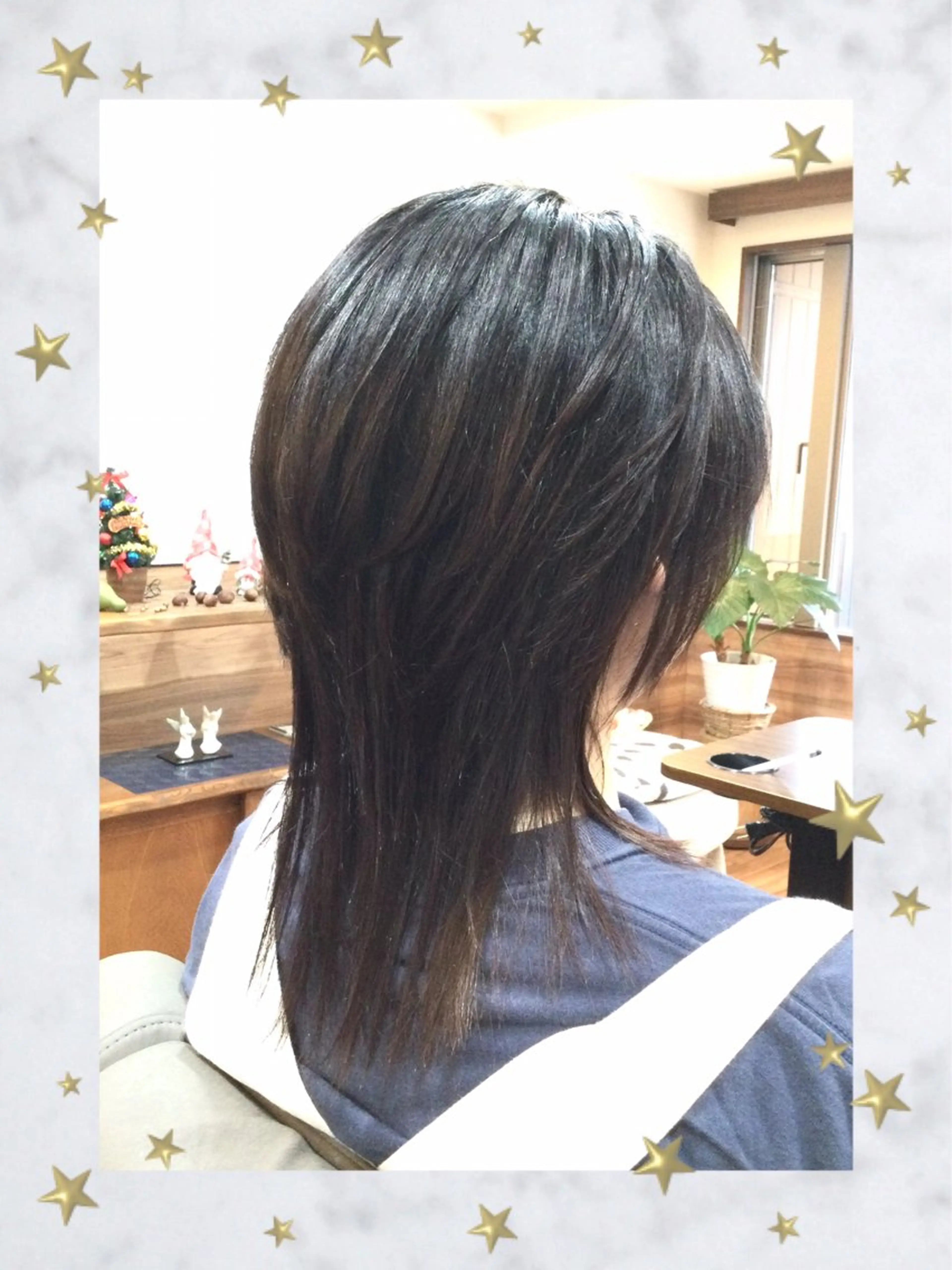 セミロング デザインカット カット Annon プライベートサロンのヘアスタイル