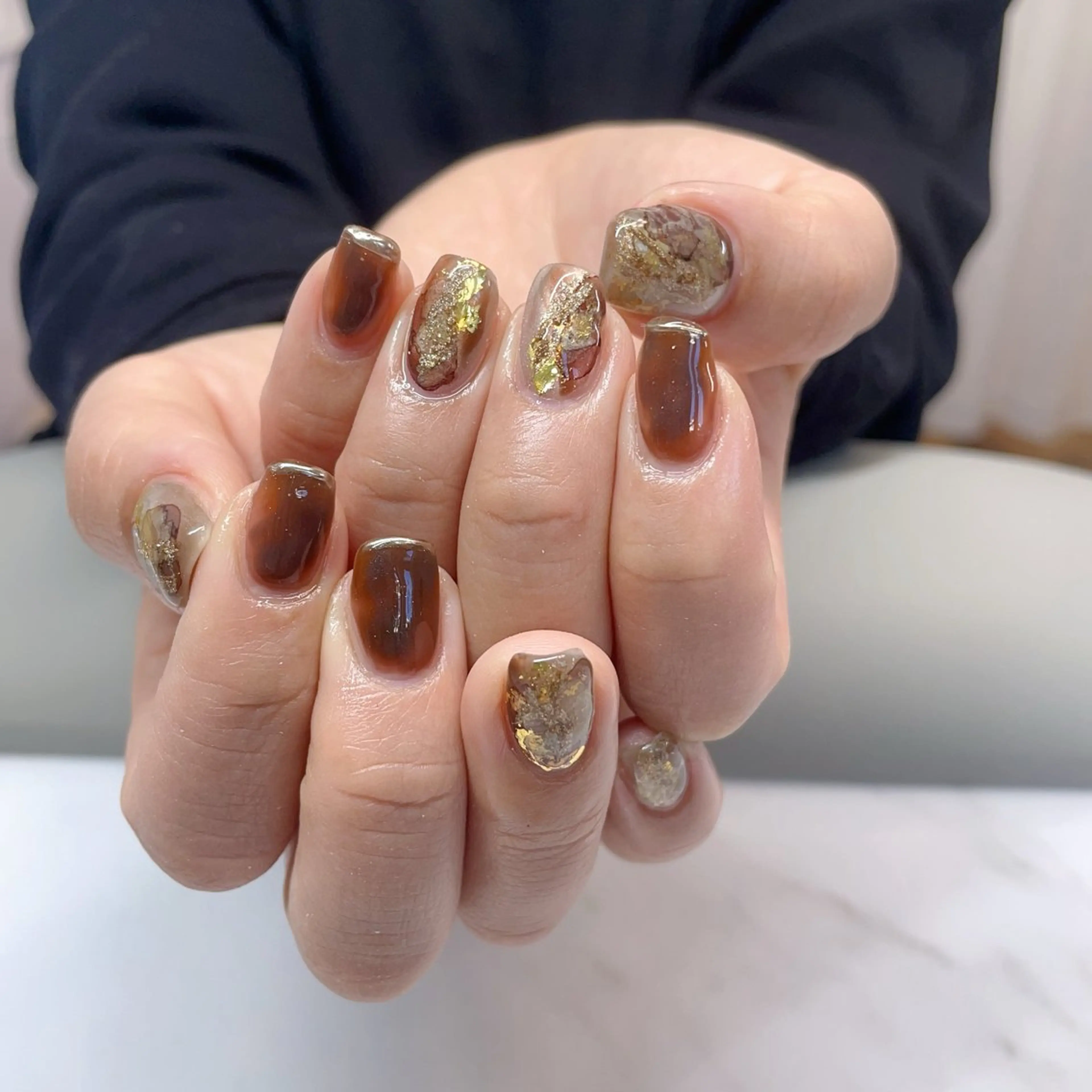 ネイル 成人式 フレンチネイル ジェルネイル グラデーション マグネットネイル Rika  nail cocoのネイルデザイン