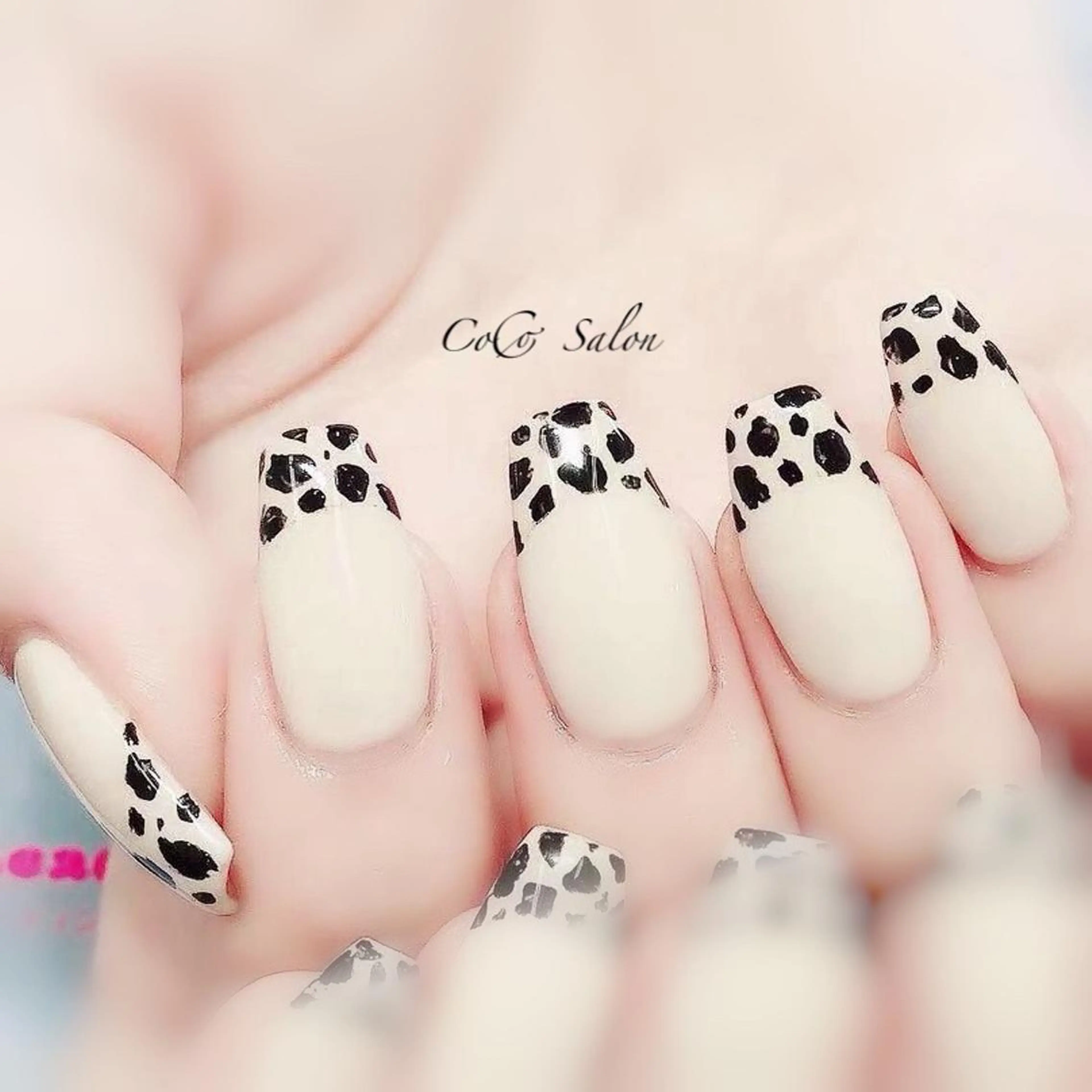 ネイル アニマル柄 長さ出し フレンチネイル ジェルネイル マットネイル ハンドネイル CoCoSalon ネイル/まつ毛予約のネイルデザイン