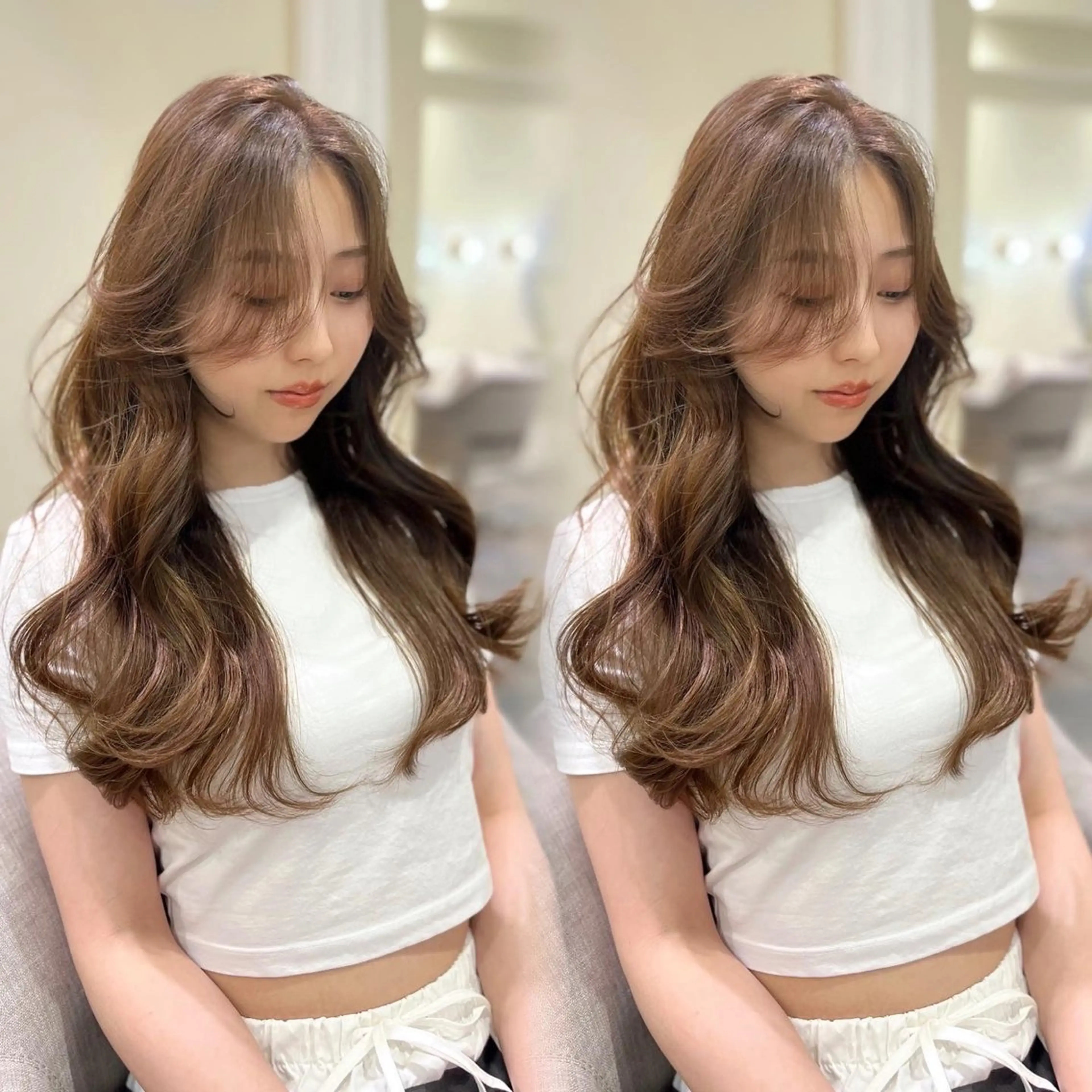 ロング カラー ブリーチなしWカラー /レイヤーカット大阪のヘアスタイル