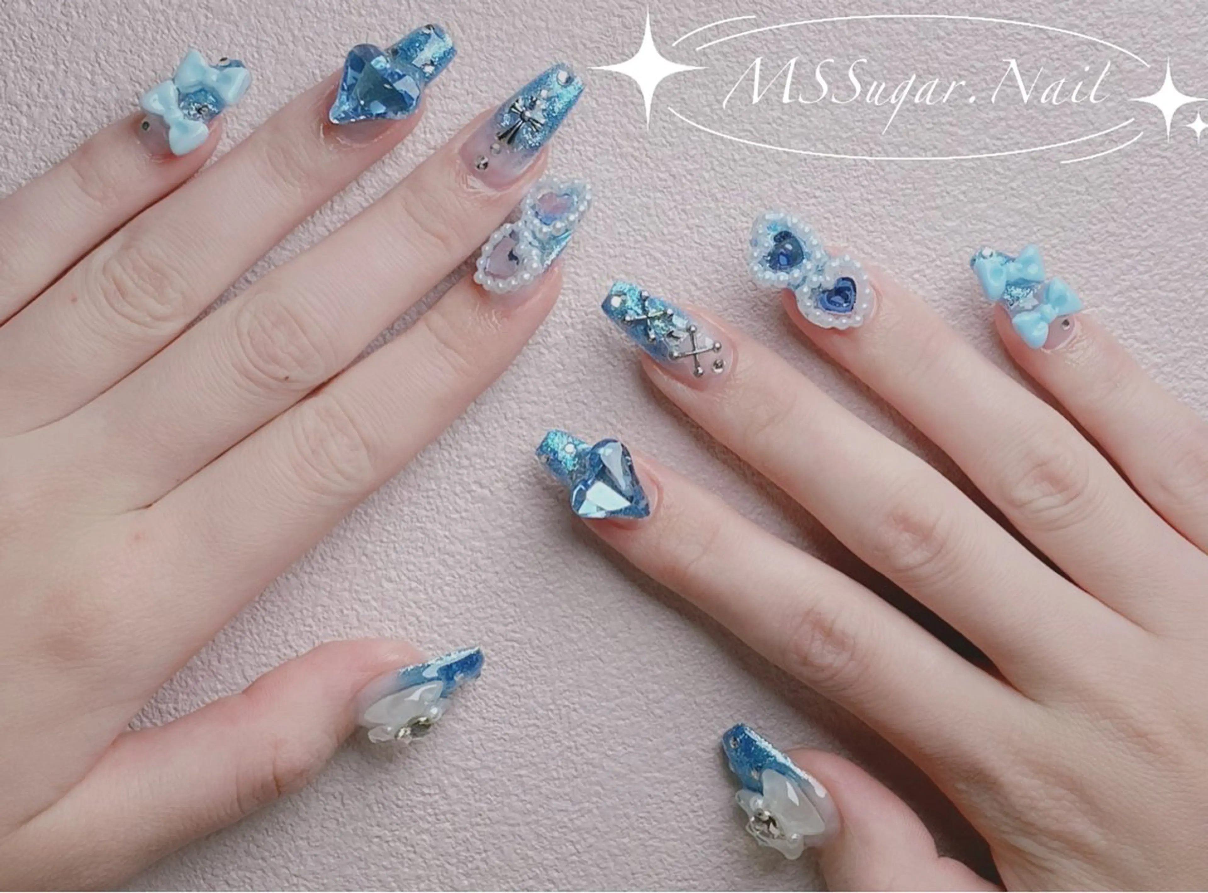 ネイル ロングネイル マグネットネイル スカルプネイル ネイルチップ ワンホンネイル MSSugar Nailのネイルデザイン