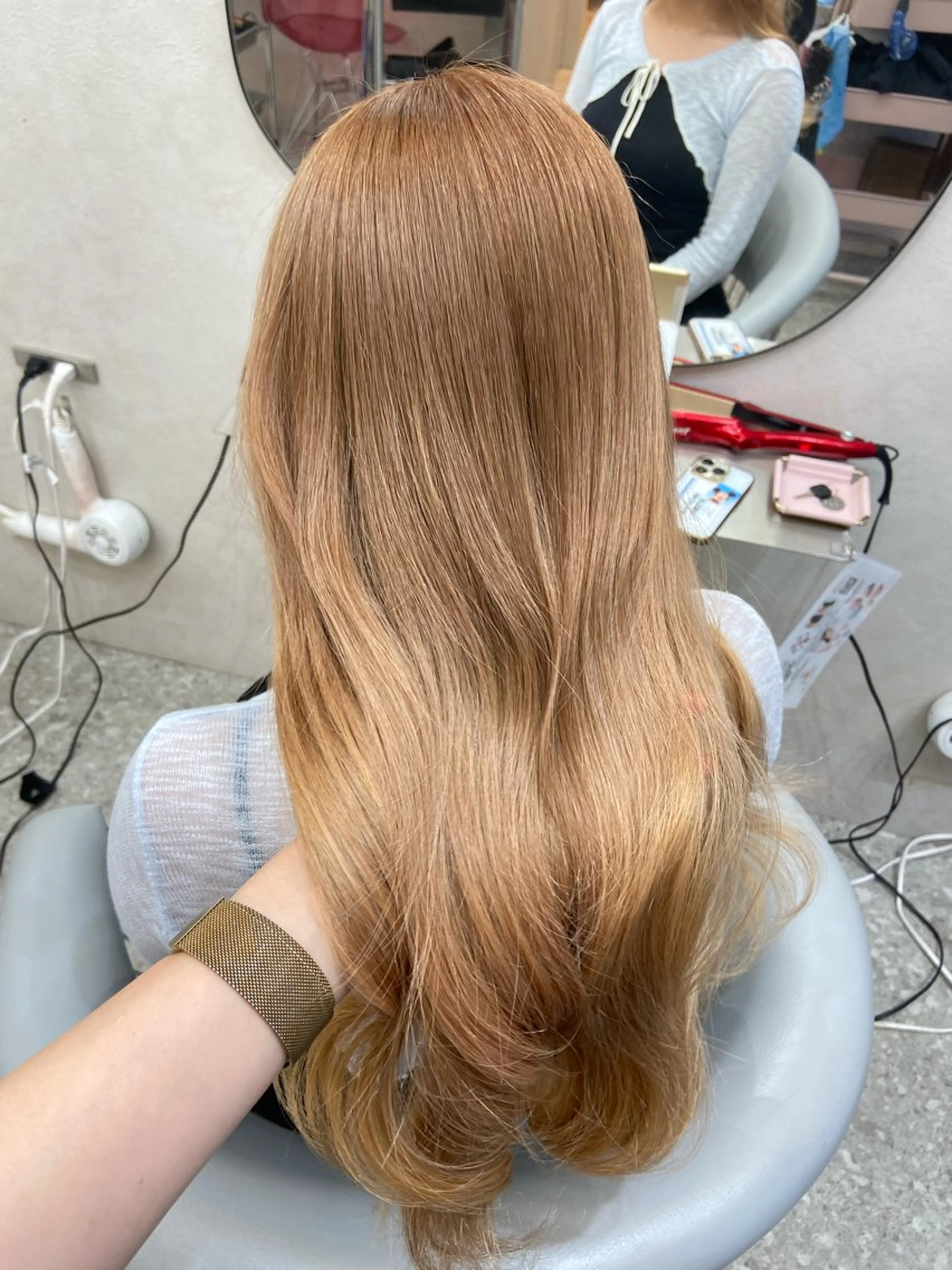 ロング カラー ブリーチ ブロンド ケアブリーチ ダブルカラー ハイトーンカラー 新宿/韓国ヘア 中明度カラー/かやのヘアスタイル