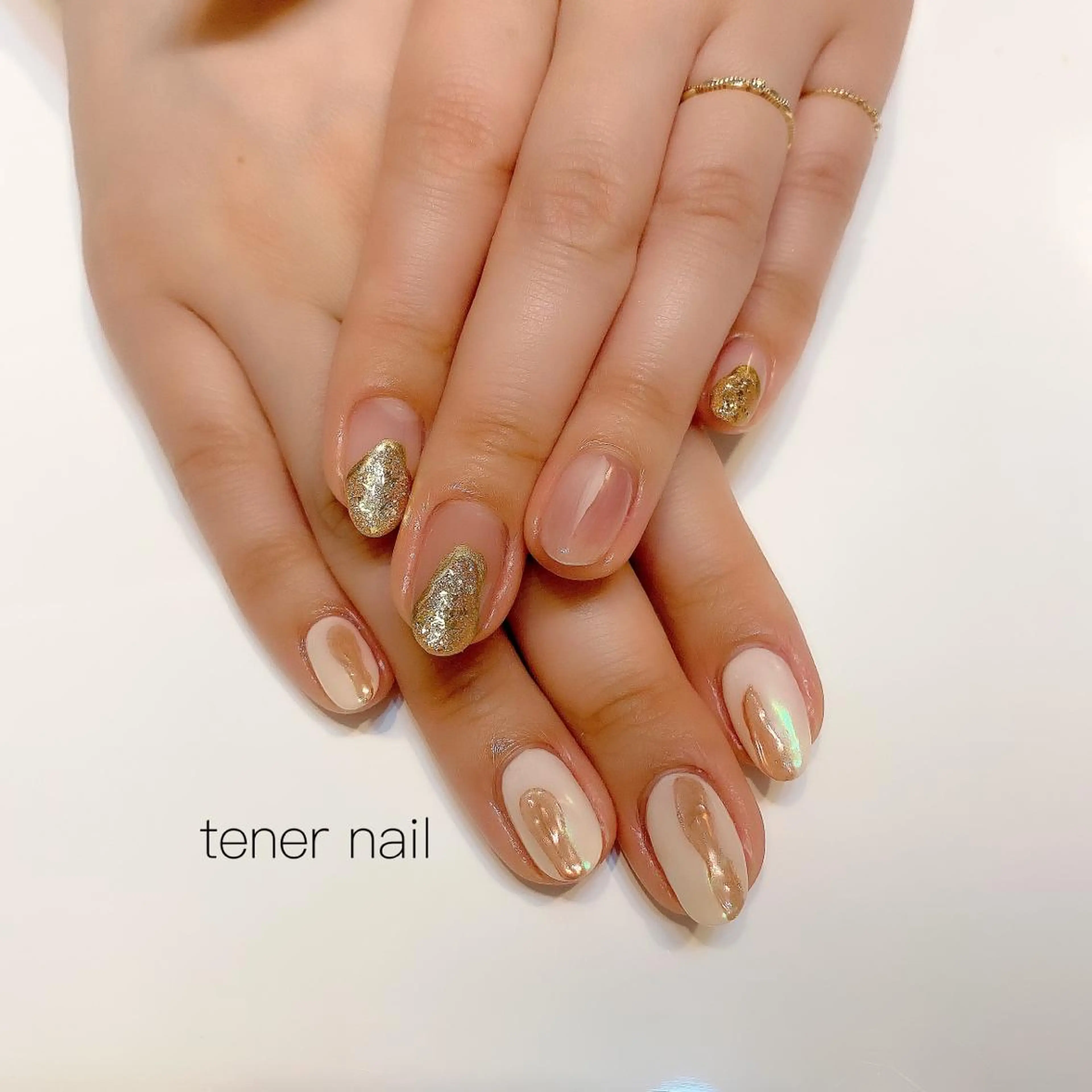 ネイル ミラーネイル ニュアンスネイル ピンク テネルネイル tener nailのネイルデザイン