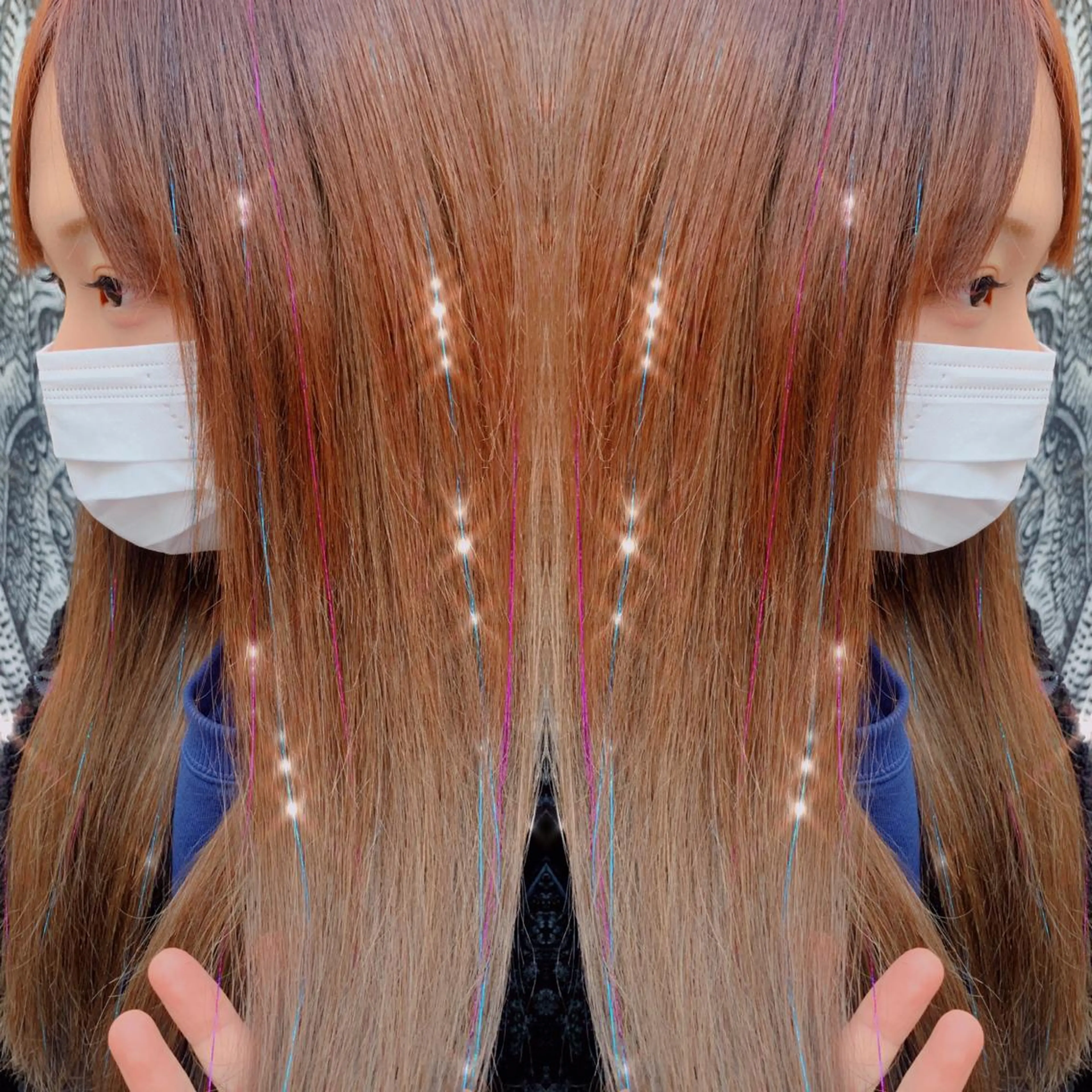 ロング カラー パーマ ヘアアレンジ キッズ マツエク・マツパ エクステ 🌈派手髪エクステ ブレイズ🌈ひろとのヘアスタイル