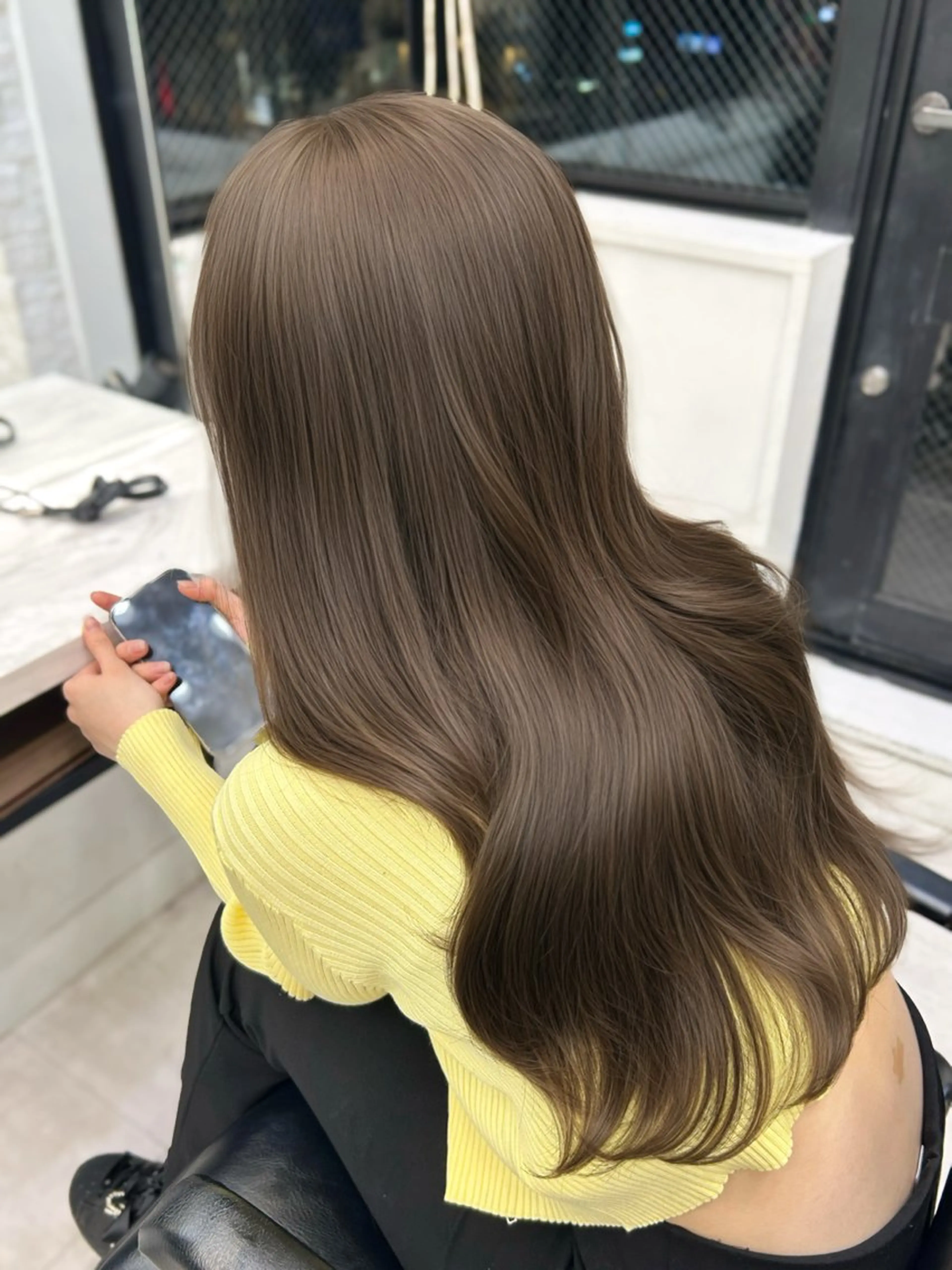 ロング 顔まわりレイヤー 顔周りカット ハッシュカット 髪質改善 韓国風ヘア ヘアカラー トリートメント 韓国ヘア🇰🇷／ 艶カラー鈴木萌愛🩶のヘアスタイル