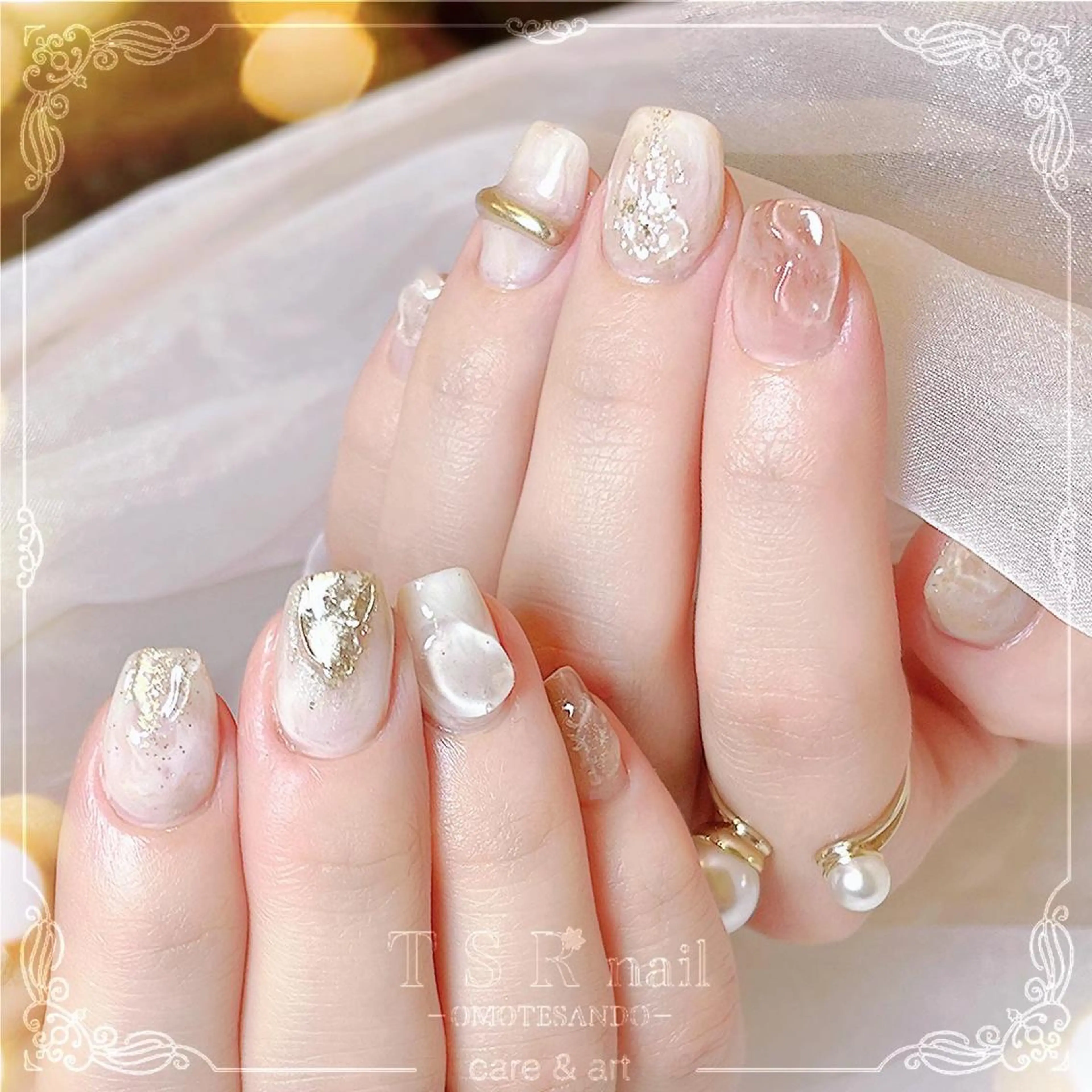 ネイル ニュアンスネイル ホワイト 冬ネイル 爪咲 りり花のネイルデザイン