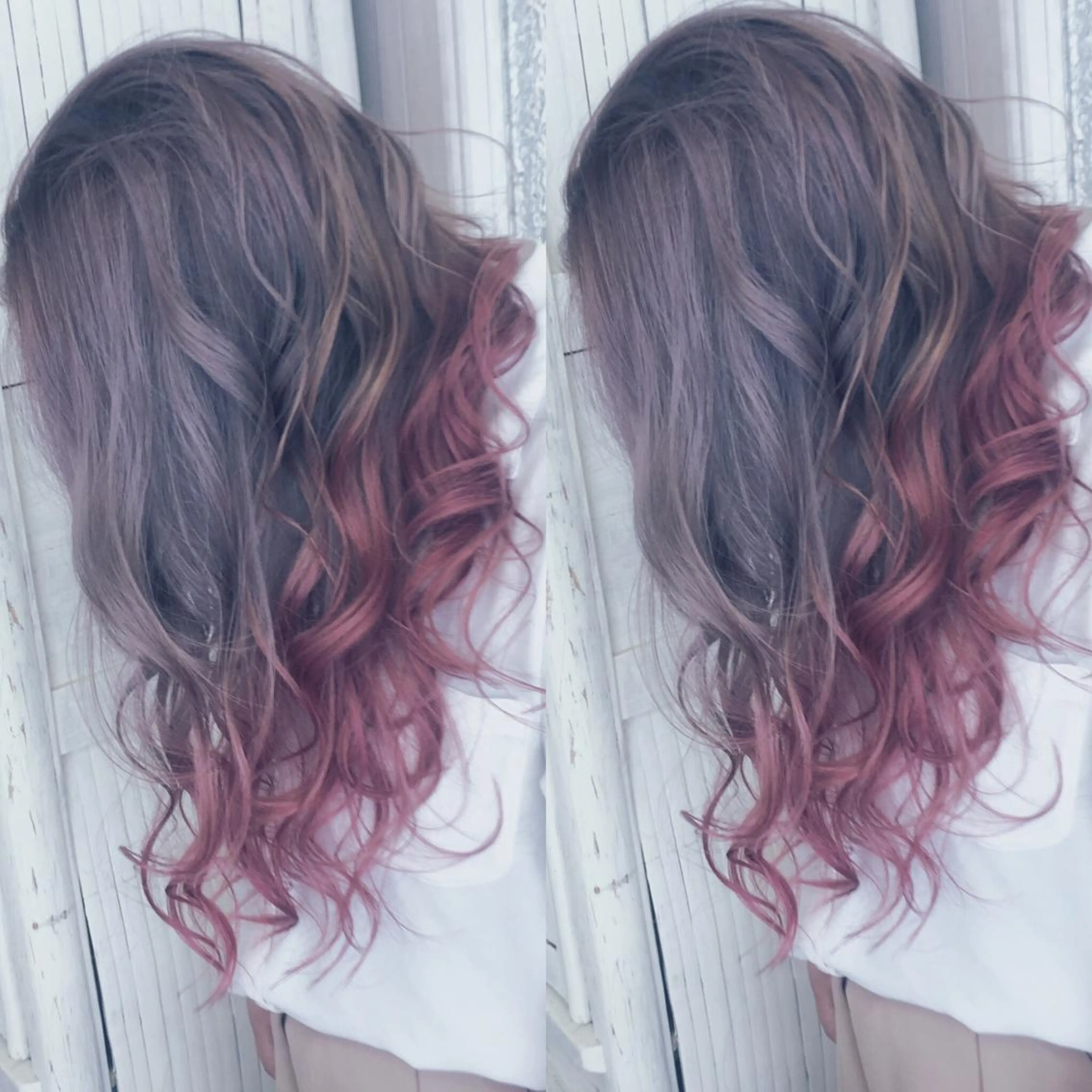 ロング カラー パーマ ヘアアレンジ アッシュ グラデーションカラー ラベンダーカラー ラベンダーアッシュ ピンクカラー 推し活専用 【派手髪】飯野ゆかりのヘアスタイル