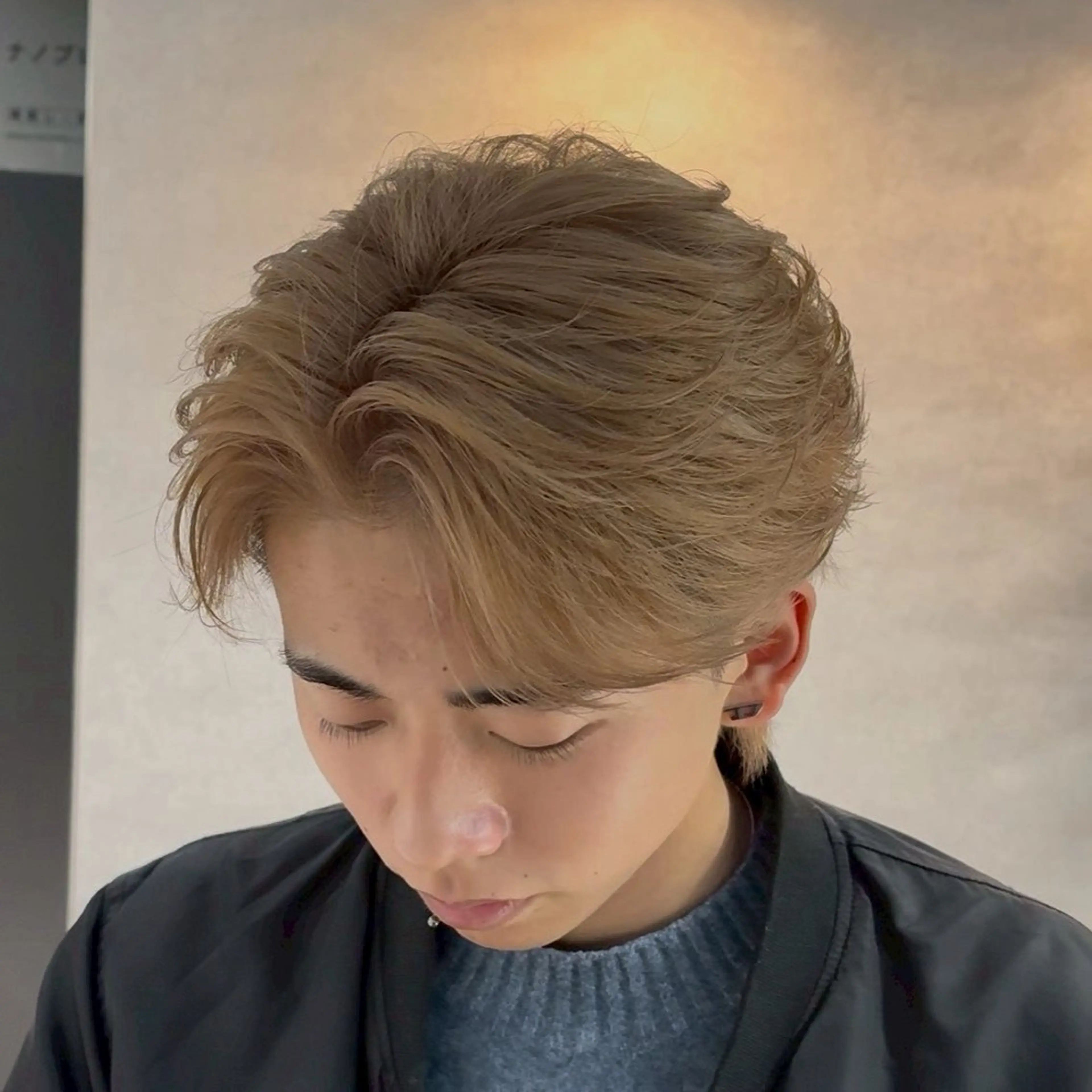 ショート カラー パーマ ヘアアレンジ メンズ キッズ メンズブリーチ マッシュ メンズパーマ シャドーパーマ 波巻きパーマ なんじょう せなのヘアスタイル