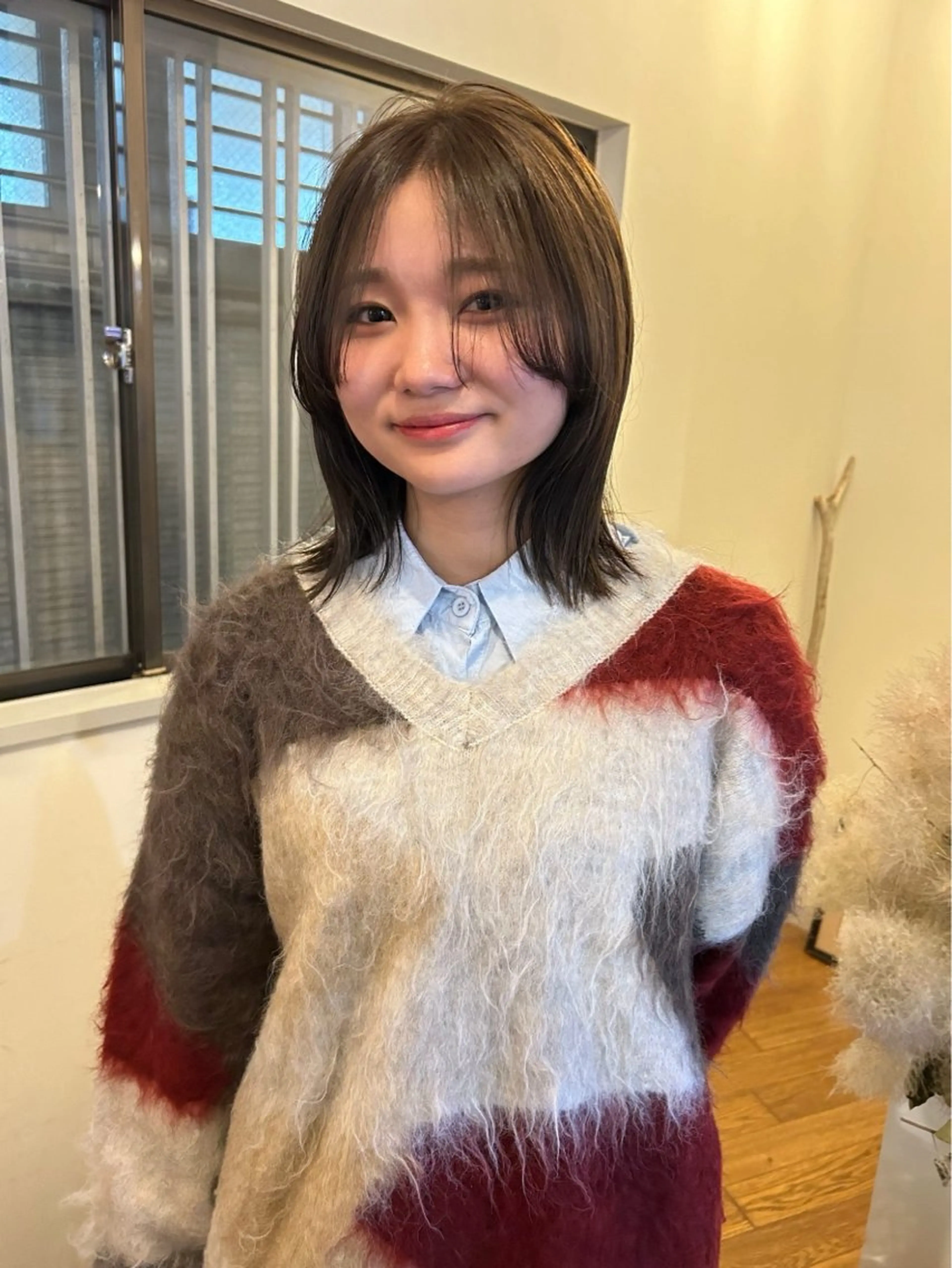 ミディアム 切りっぱなしボブ ボブ レイヤーカット ムナカタ アカリのヘアスタイル