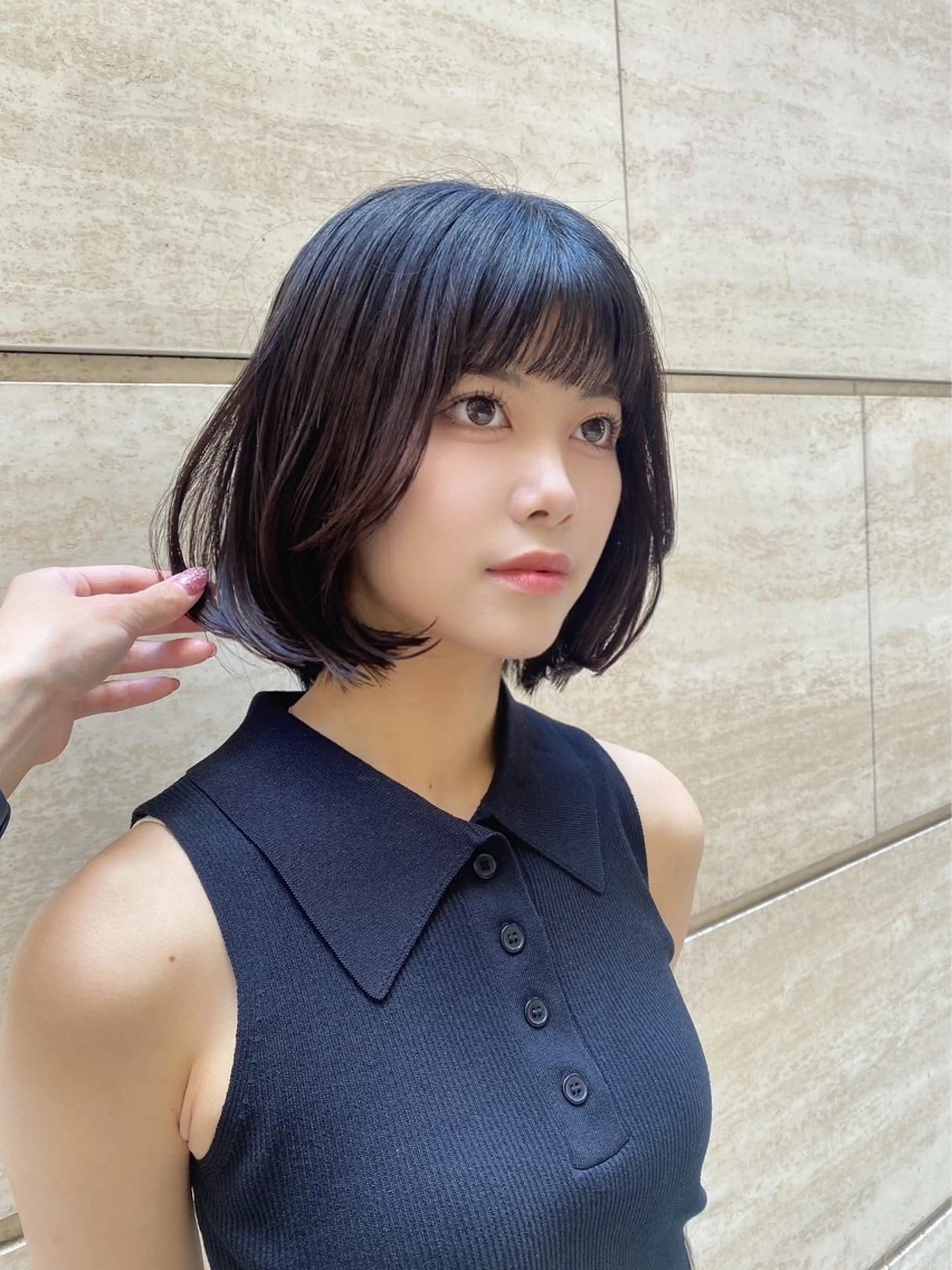 ミディアム ミディアムパーマ ボブ くびれヘア 顔周りカット ハッシュカット カット 銀座/韓国レイヤー/ 艶カラー🍓原田侑依のヘアスタイル