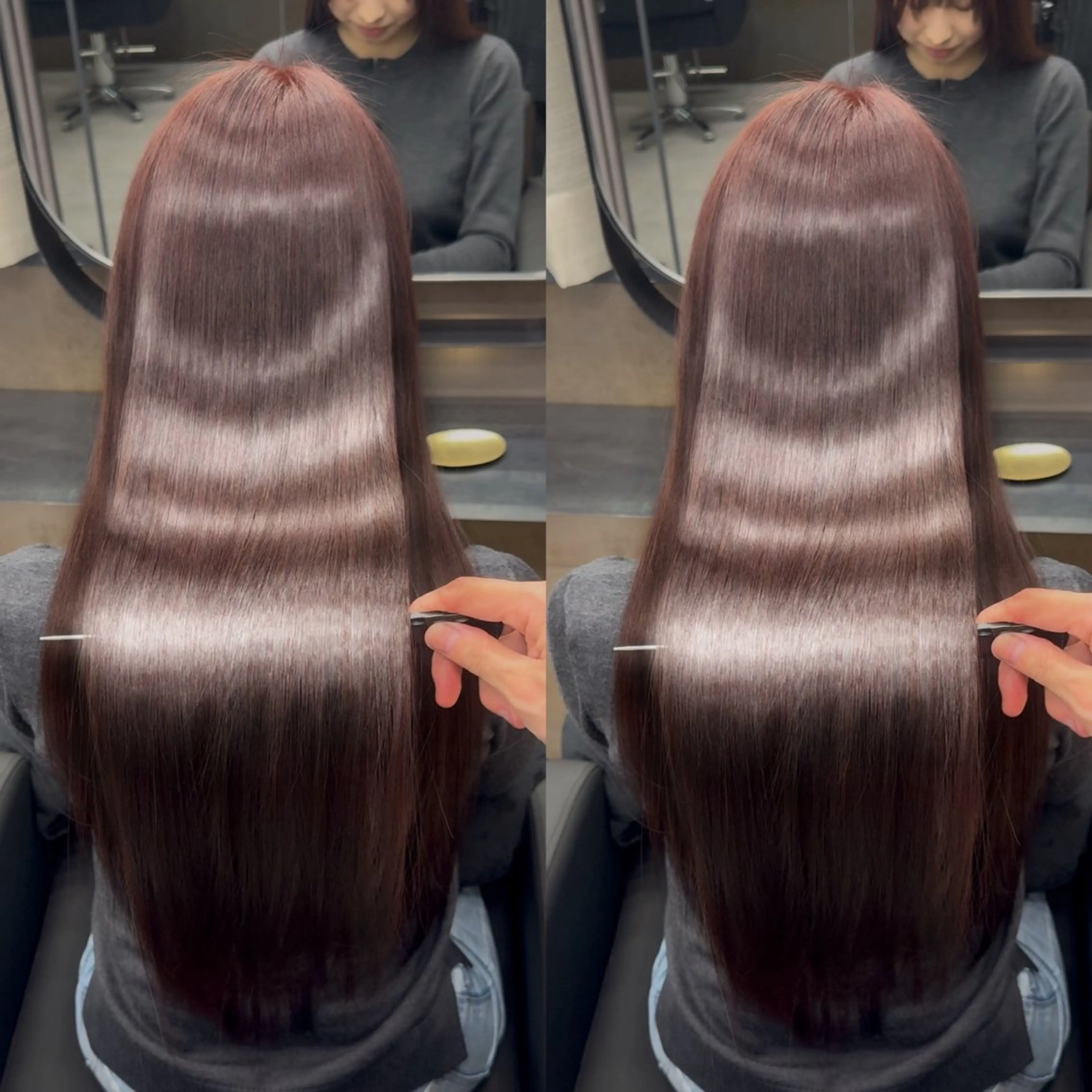 セミロング カラー カット ヘアカラー 縮毛矯正 トリートメント 髪質改善/美髪矯正 艶髪/Takutoのヘアスタイル