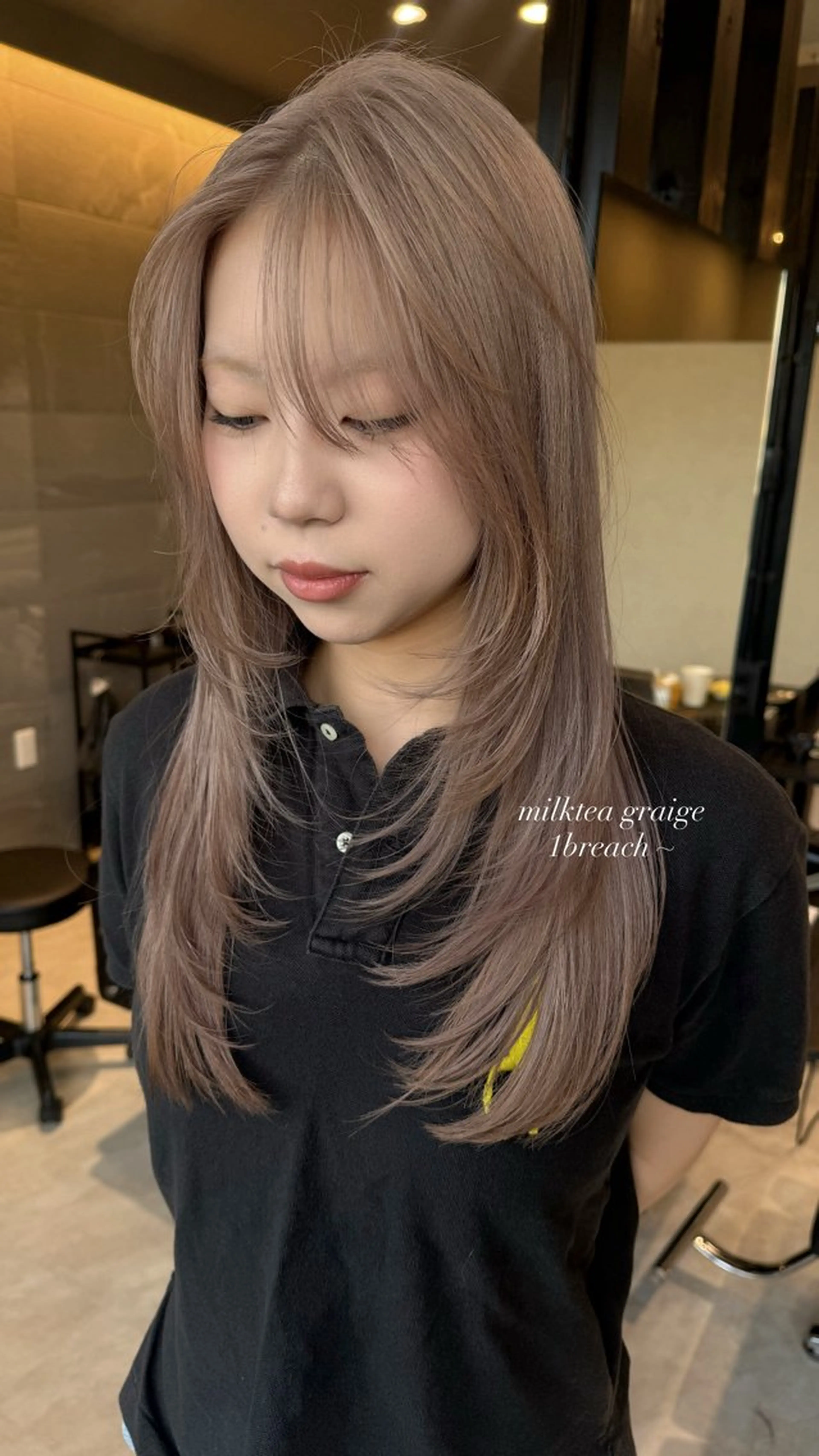 セミロング カラー グレージュ ヘアカラー 透明カラー/レイヤー misaki °＊のヘアスタイル