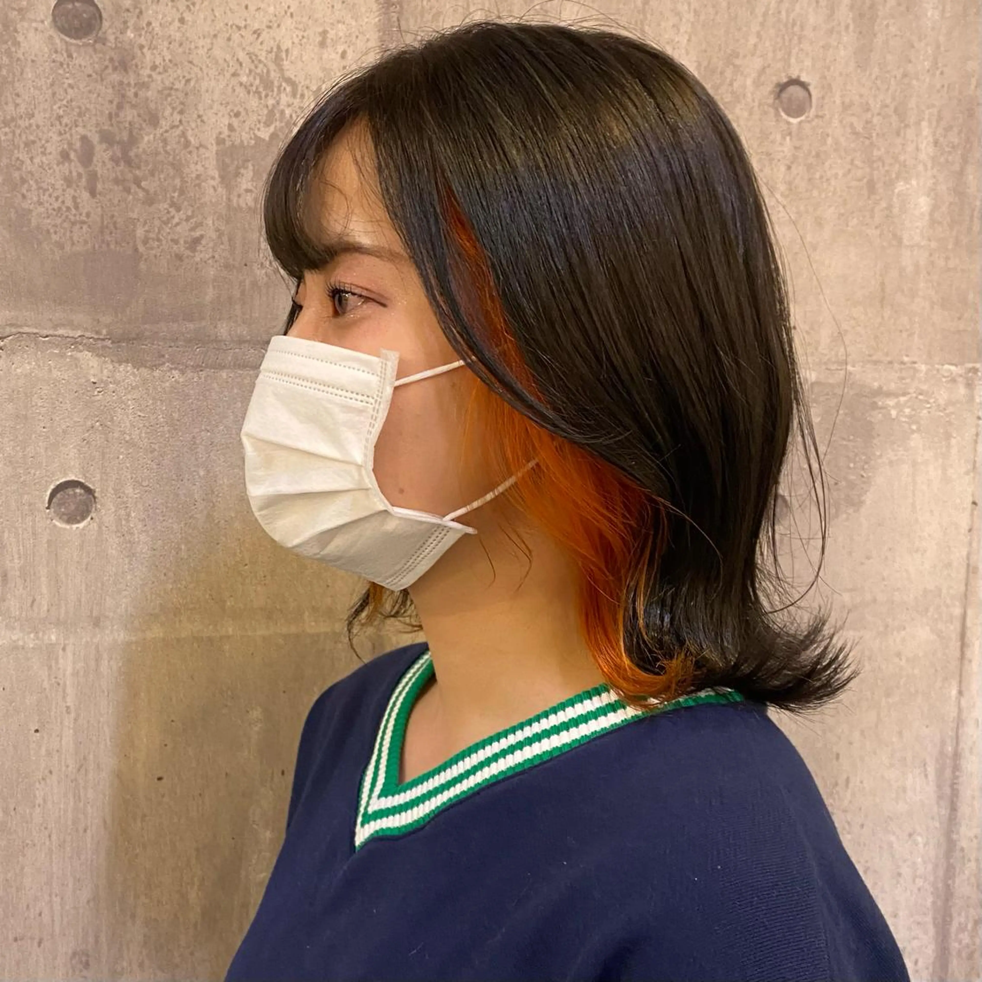 ミディアム カラー オレンジ ヘアカラー 比嘉 陽のヘアスタイル