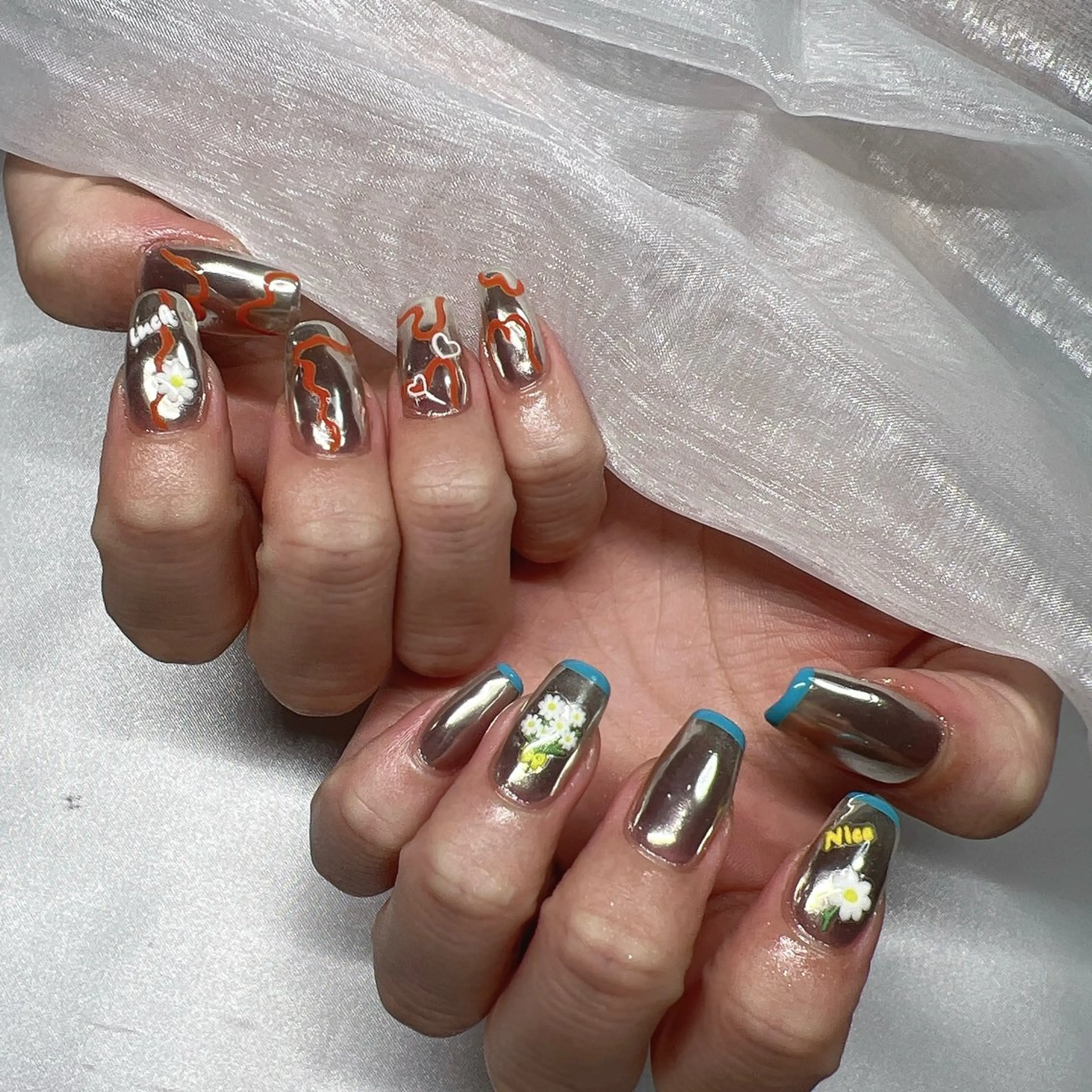 ネイル ジェルネイル 韓国ネイル ラメ(グリッター) マグネットネイル ミラーネイル ハンドネイル -nail salon-Reward所属・nail salon Rewardのネイルデザイン