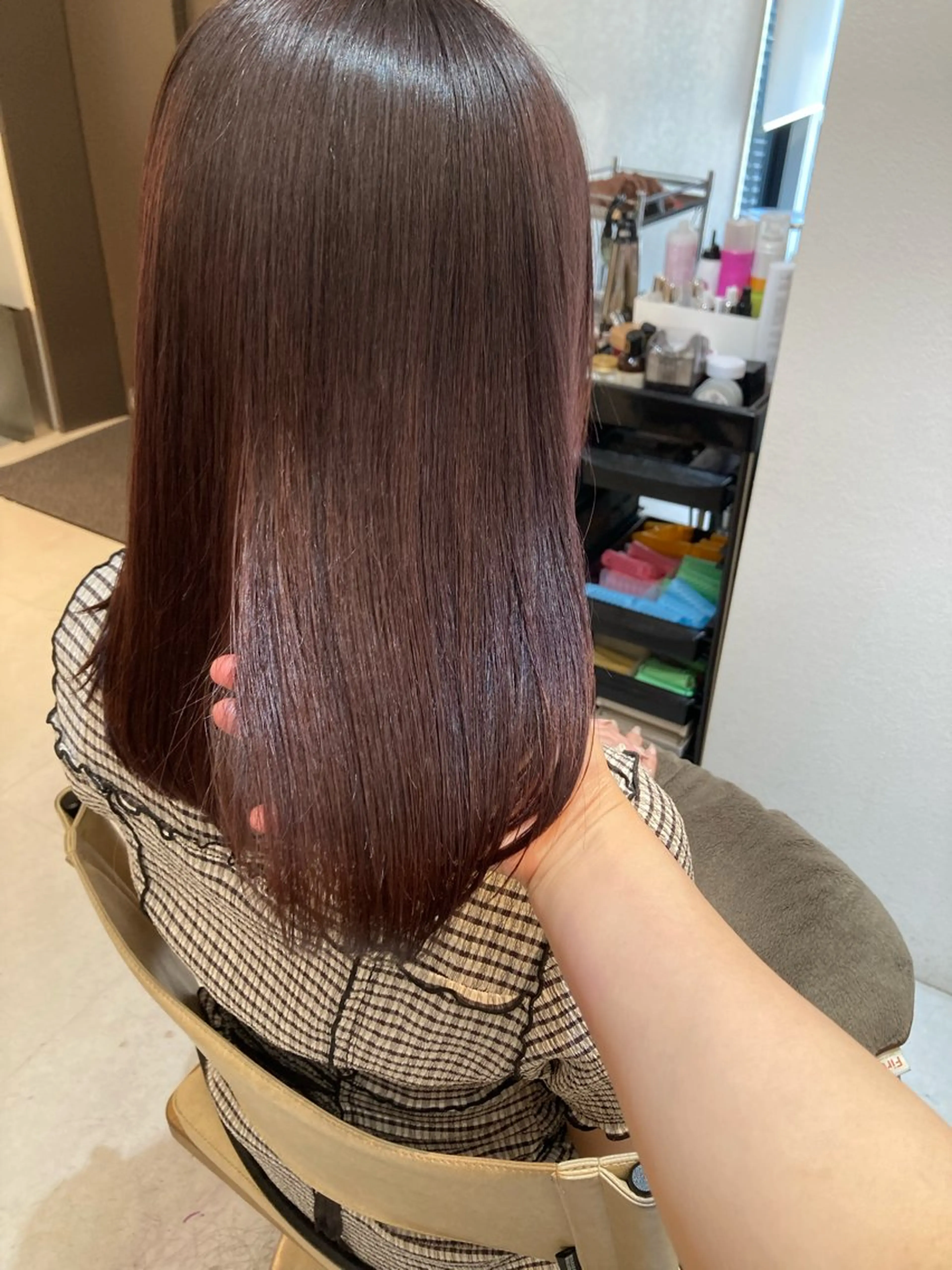 ミディアム カット ヘアカラー トリートメント ✨色持ちの良い艶 カラー✨蟹江真世のヘアスタイル