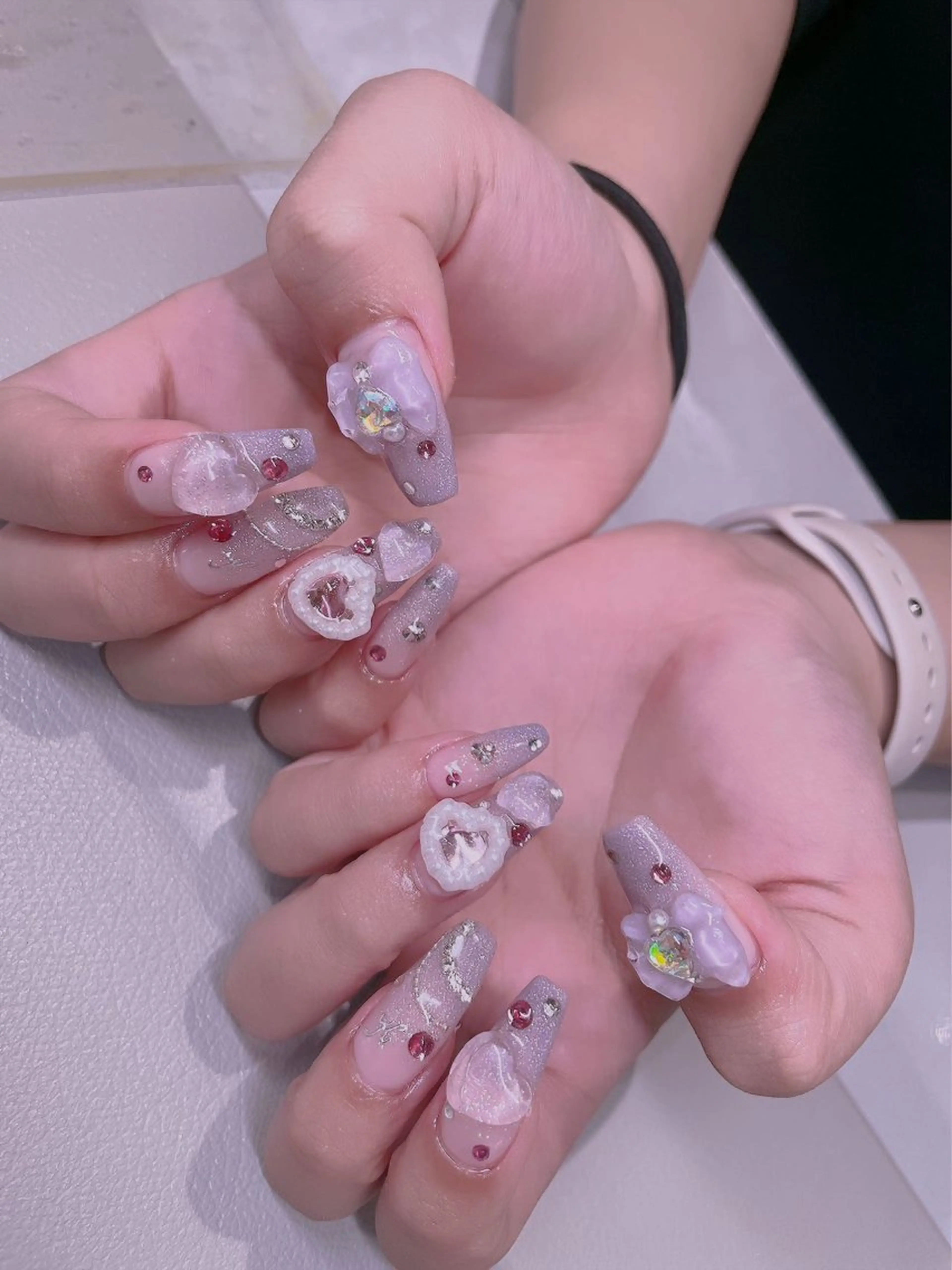 ネイル リボン 長さだし専門店 M2　rikaのネイルデザイン