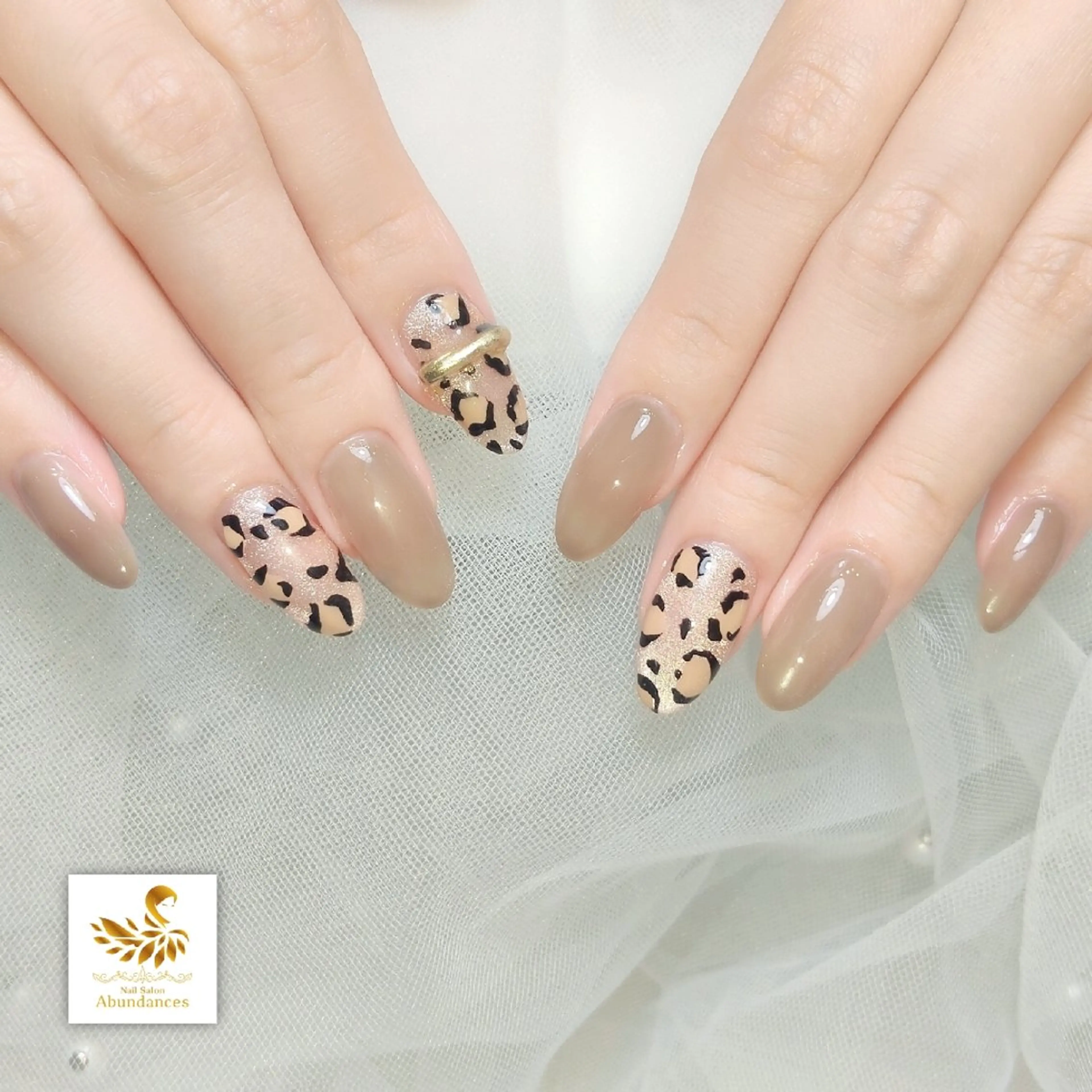ネイル アニマル柄 ピンク ピンクベージュ ハンドネイル 完全予約制個室サロン Abundancesのネイルデザイン