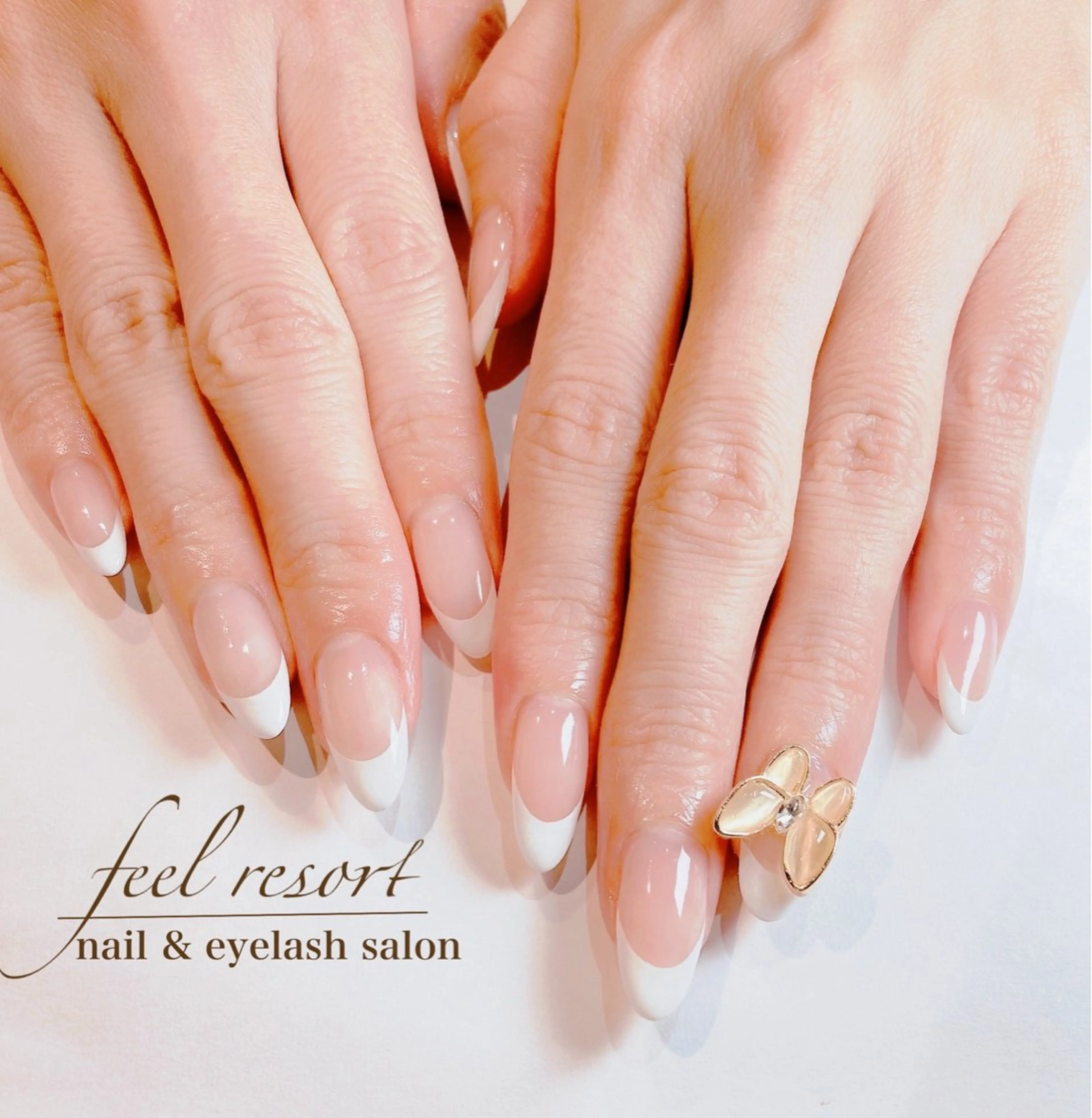 ネイル 長さ出し フットネイル フレンチネイル ジェルネイル ガラスフレンチ ハンドネイル Lien（リアン） 銀座駅6分のネイルデザイン