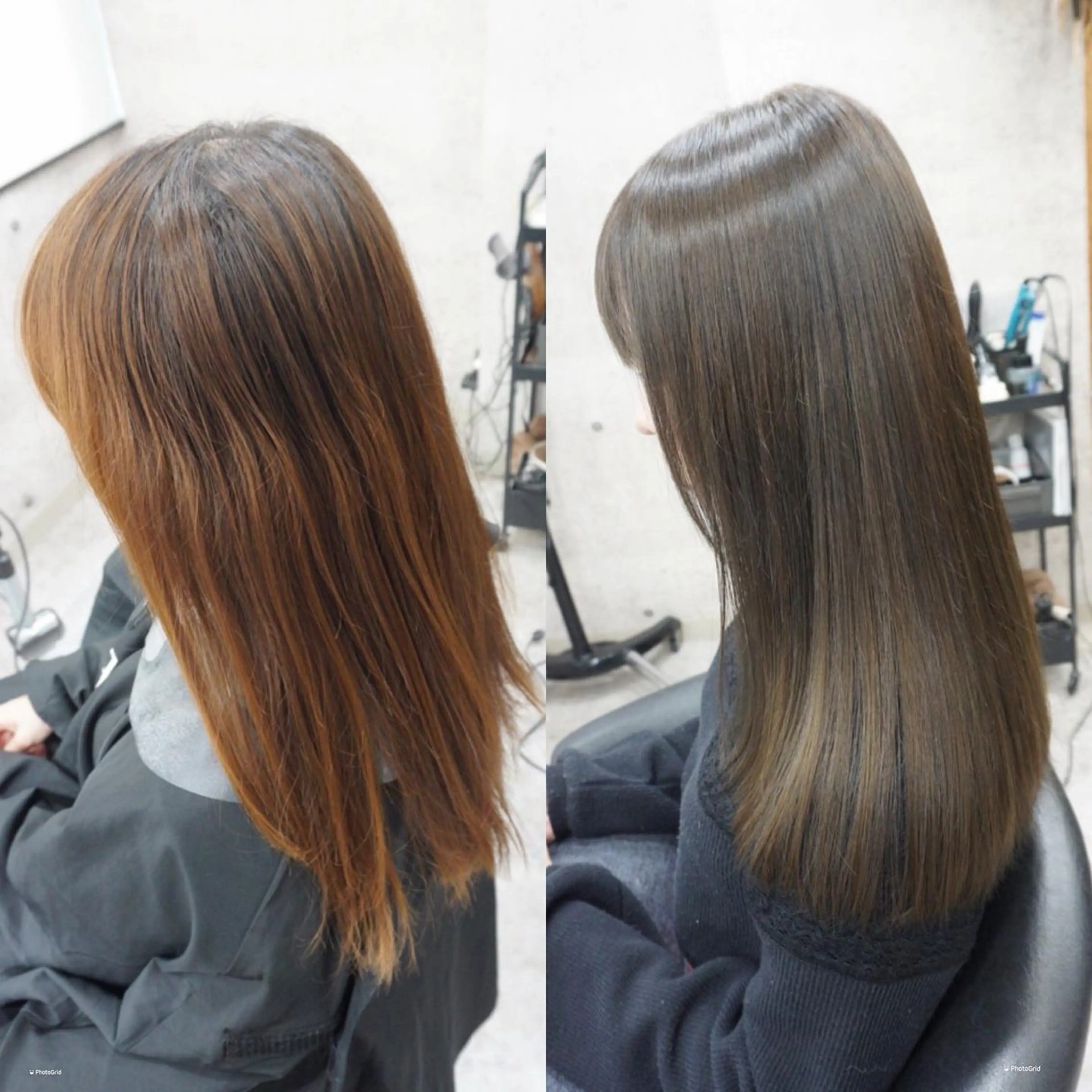 セミロング アッシュ アッシュブラウン 髪質改善 レイヤーカット 縮毛矯正 カット ヘアカラー 縮毛矯正 トリートメント hair teria ryu 大塚のヘアスタイル